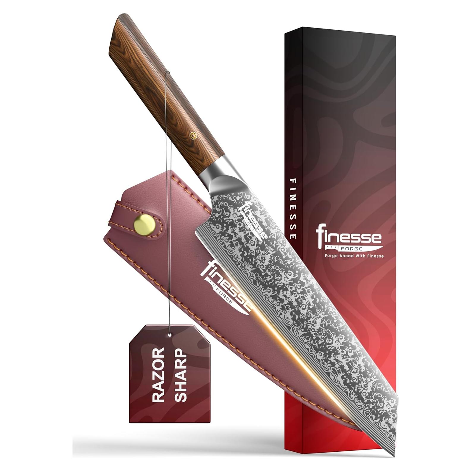 Cuchillo de Chef Finesse Forge 20.32 cm Acero Damasco Premium