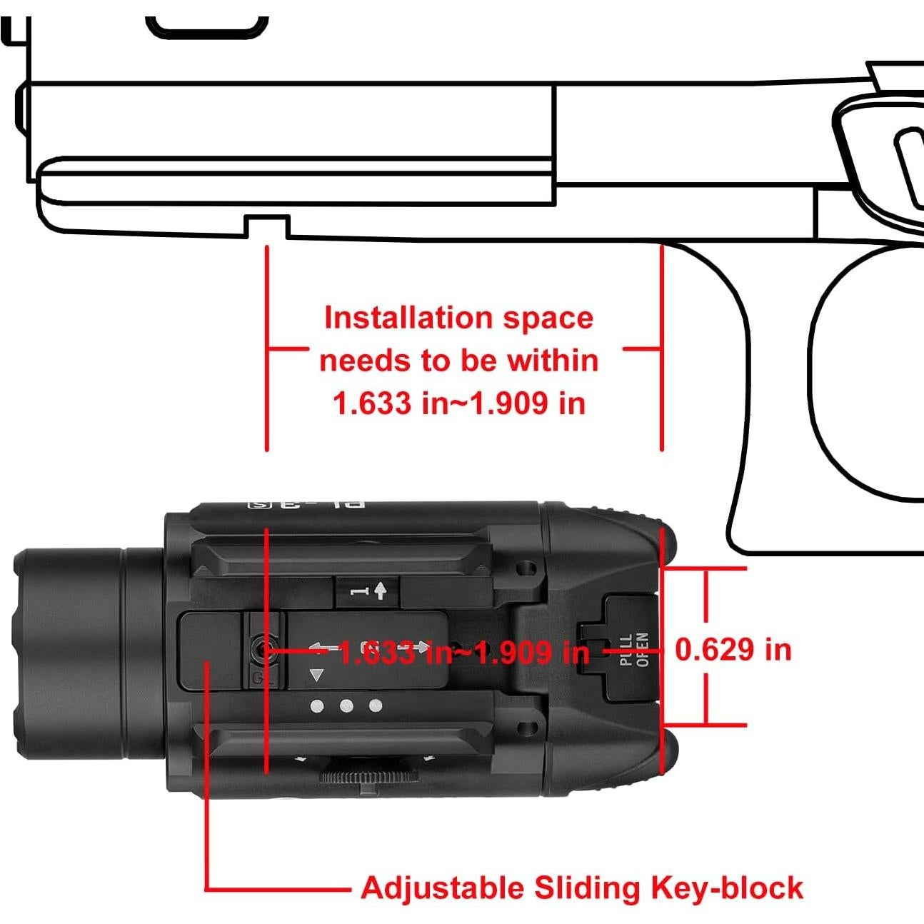 OLIGHT PL-3S Valkyrie 1000 Lúmenes Luz Táctica LED Negra