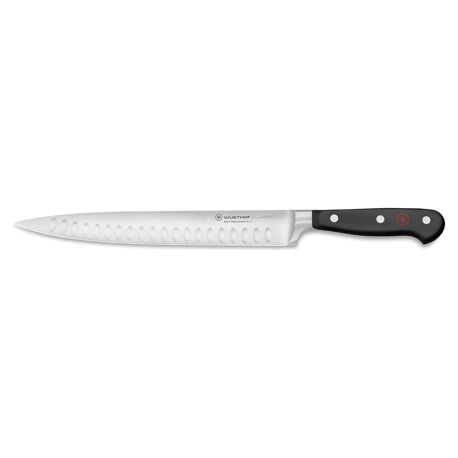 Cuchillo de Carving WÜSTHOF Classic 22.86 cm Bisel Hueco Negro