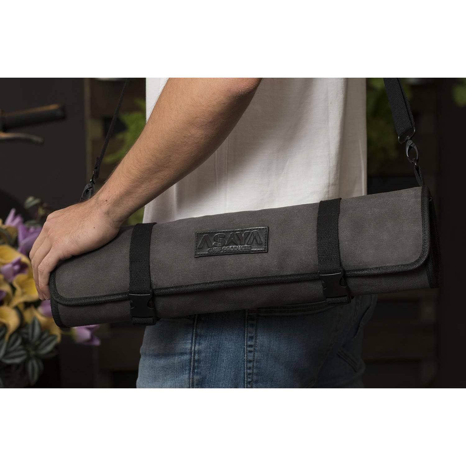 Bolsa de Cuchillos Asaya Gris - Lona 10 Espacios 12.7x45.7cm