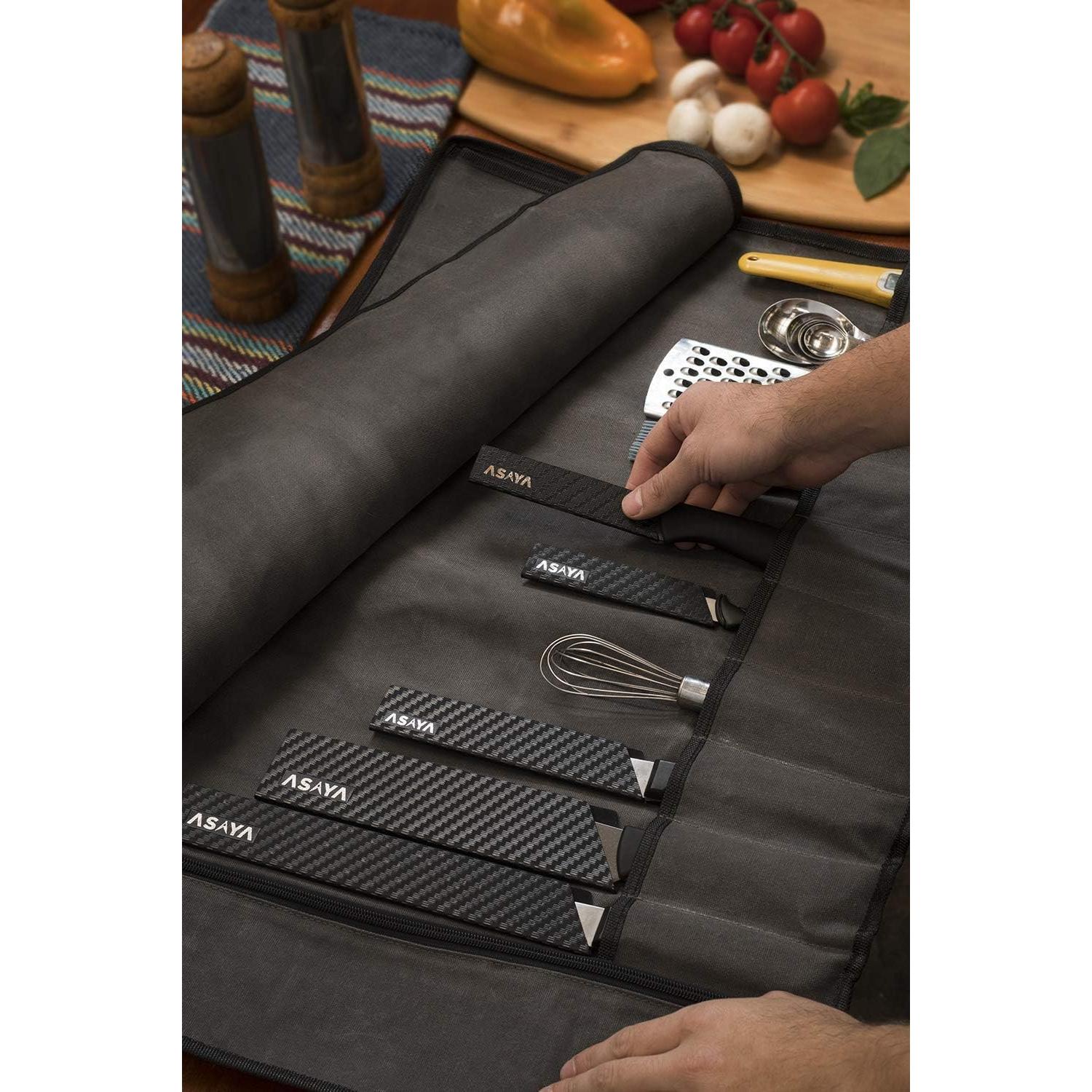 Bolsa de Cuchillos Asaya Gris - Lona 10 Espacios 12.7x45.7cm