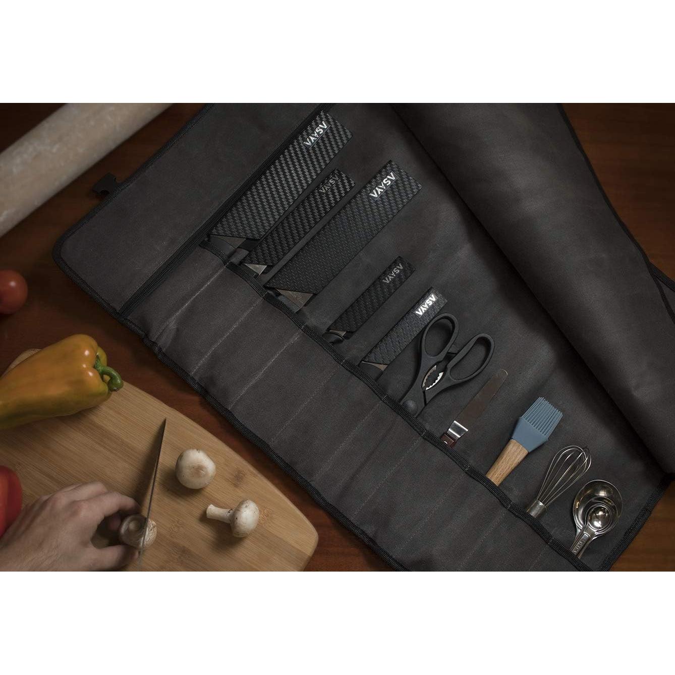 Bolsa de Cuchillos Asaya Gris - Lona 10 Espacios 12.7x45.7cm