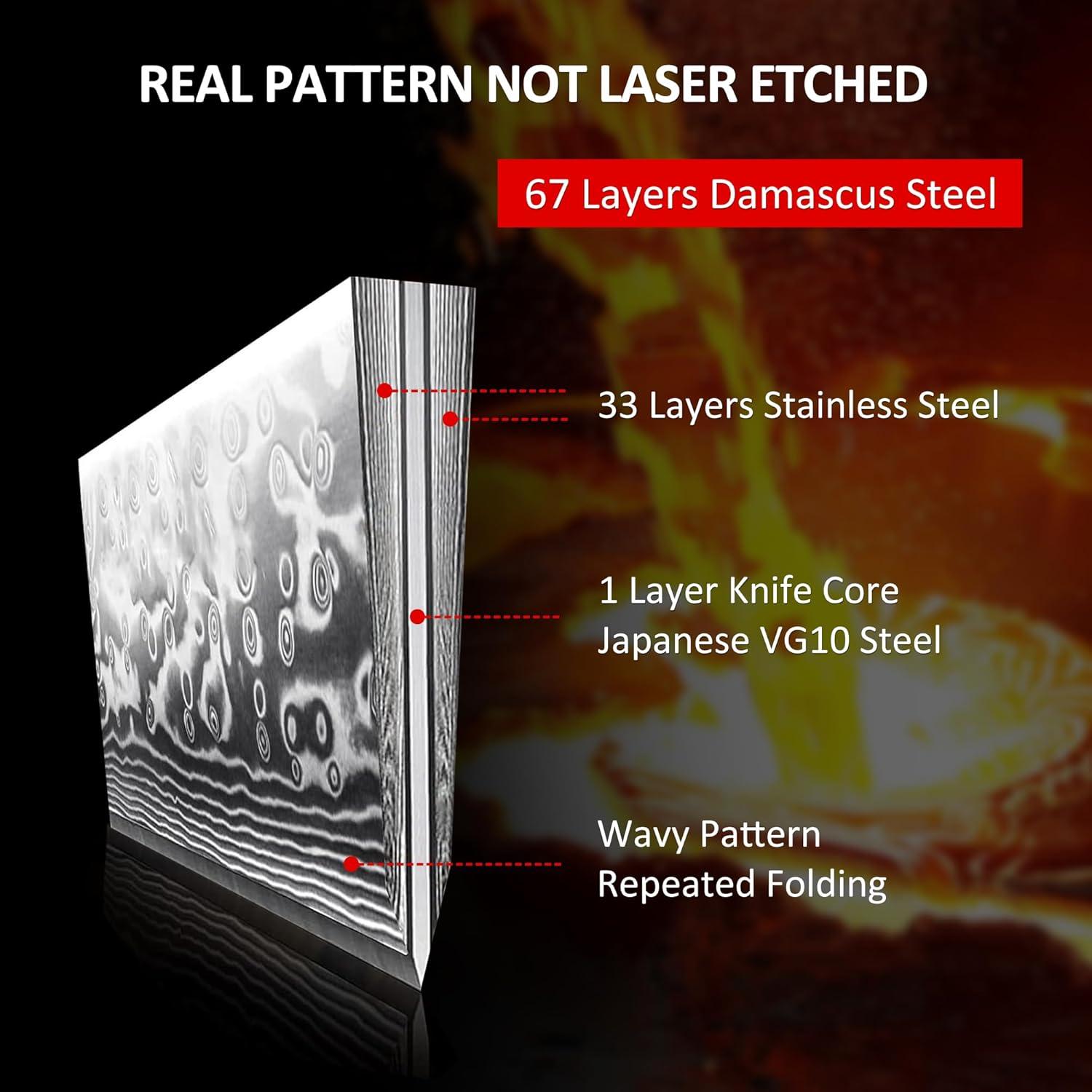 Juego de cuchillos PAUDIN Damascus 3 PCS - Acero VG10 Japonés