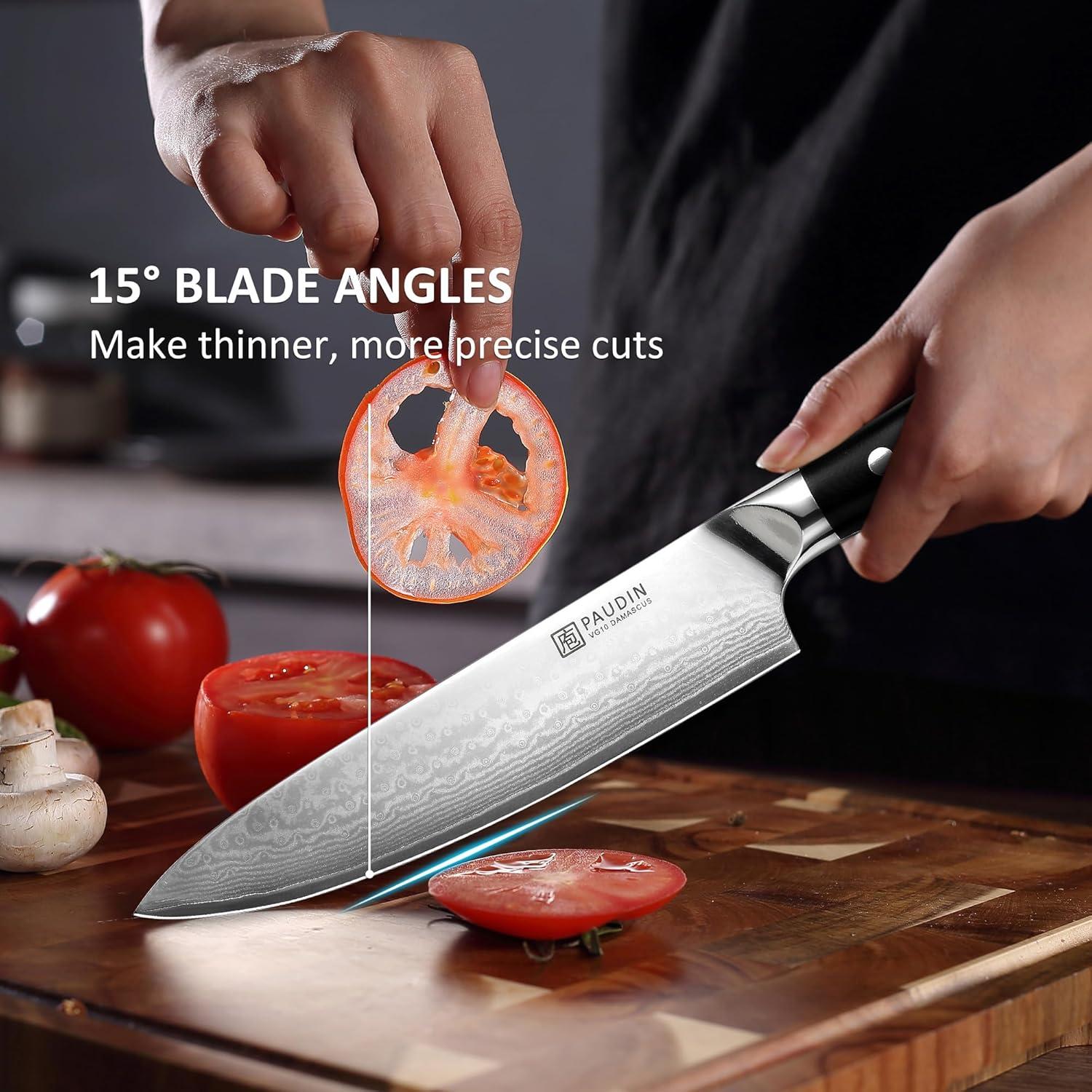 Juego de cuchillos PAUDIN Damascus 3 PCS - Acero VG10 Japonés