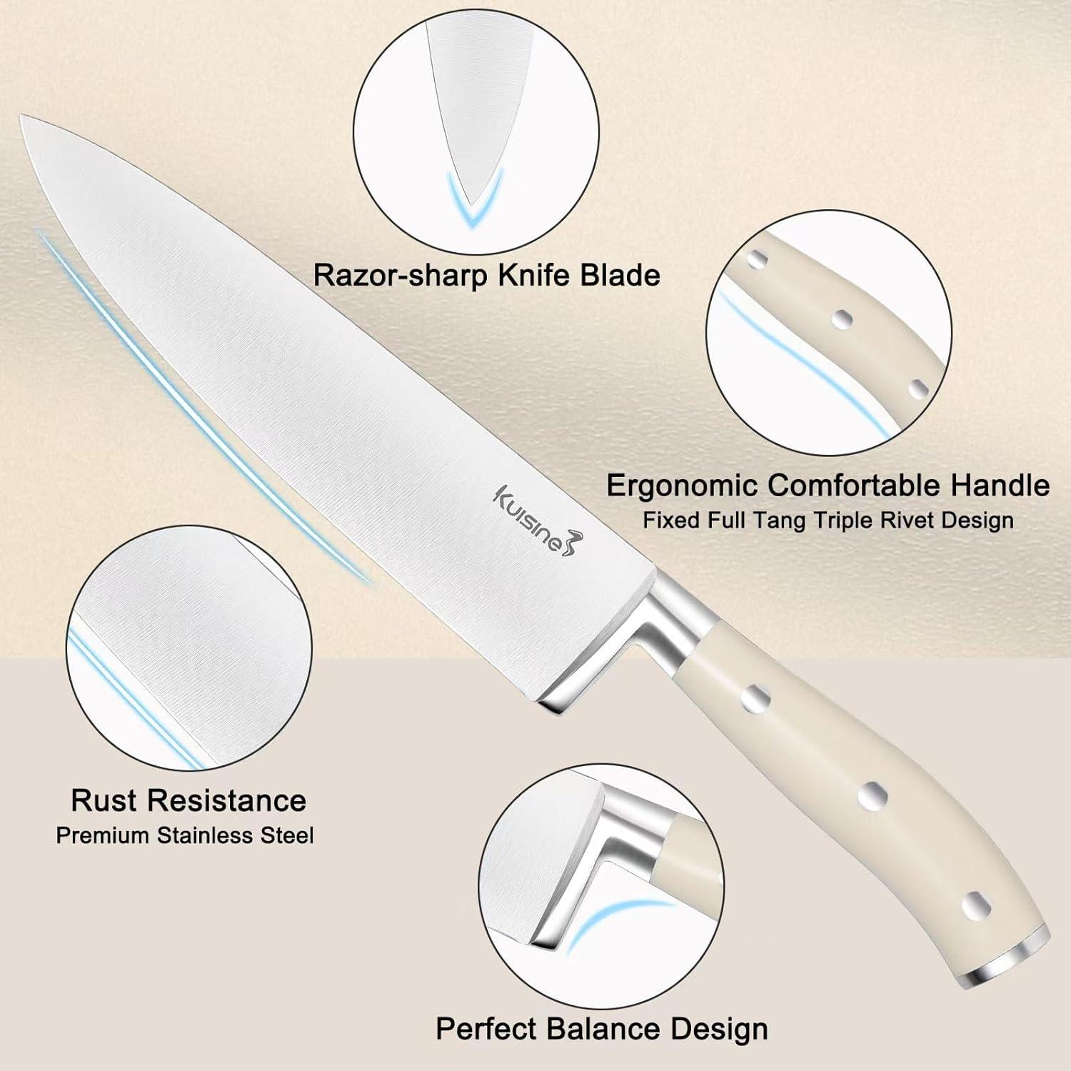 Juego de cuchillos KUISINE 15PCS acero inoxidable con afilador