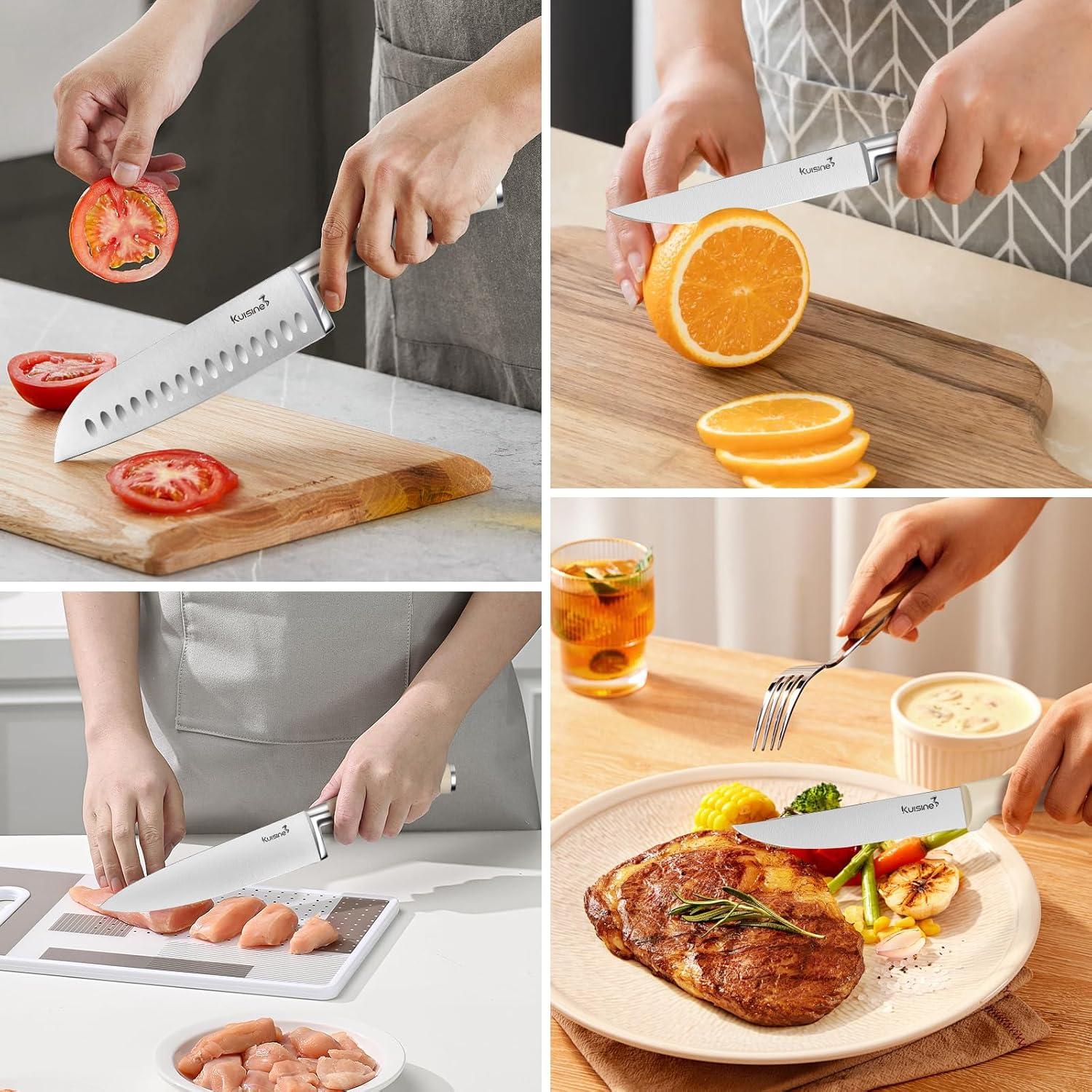 Juego de cuchillos KUISINE 15PCS acero inoxidable con afilador