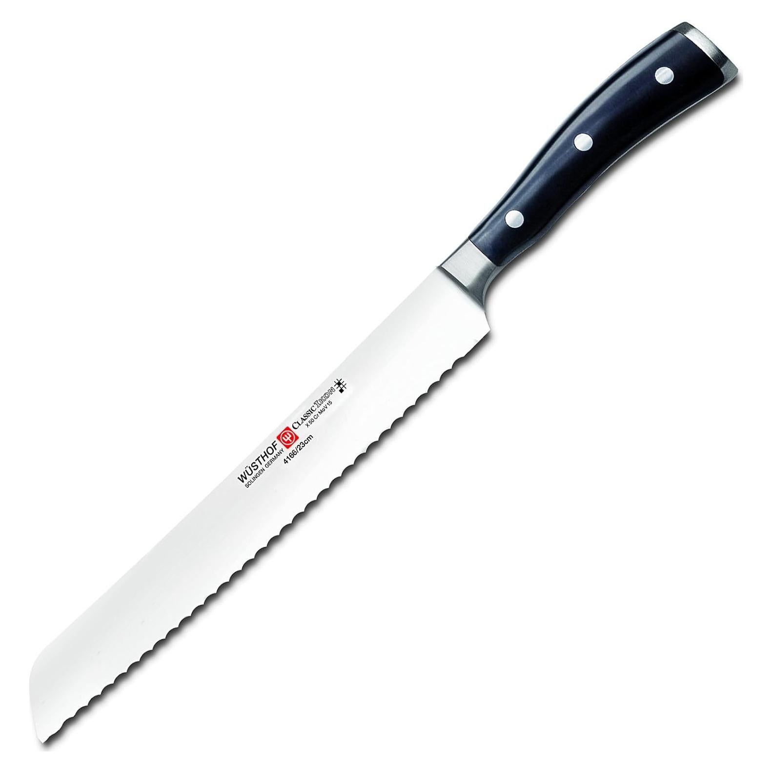 Cuchillo de Pan Wüsthof Classic Ikon 20.32 cm Serrado Negro