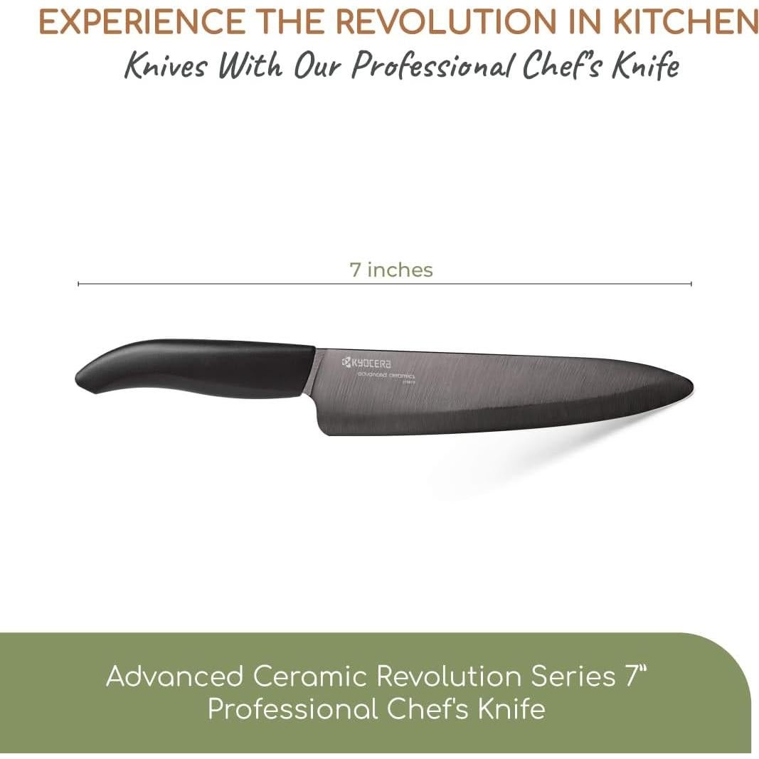 Cuchillo de Chef Profesional Kyocera 7" Cerámica Negra