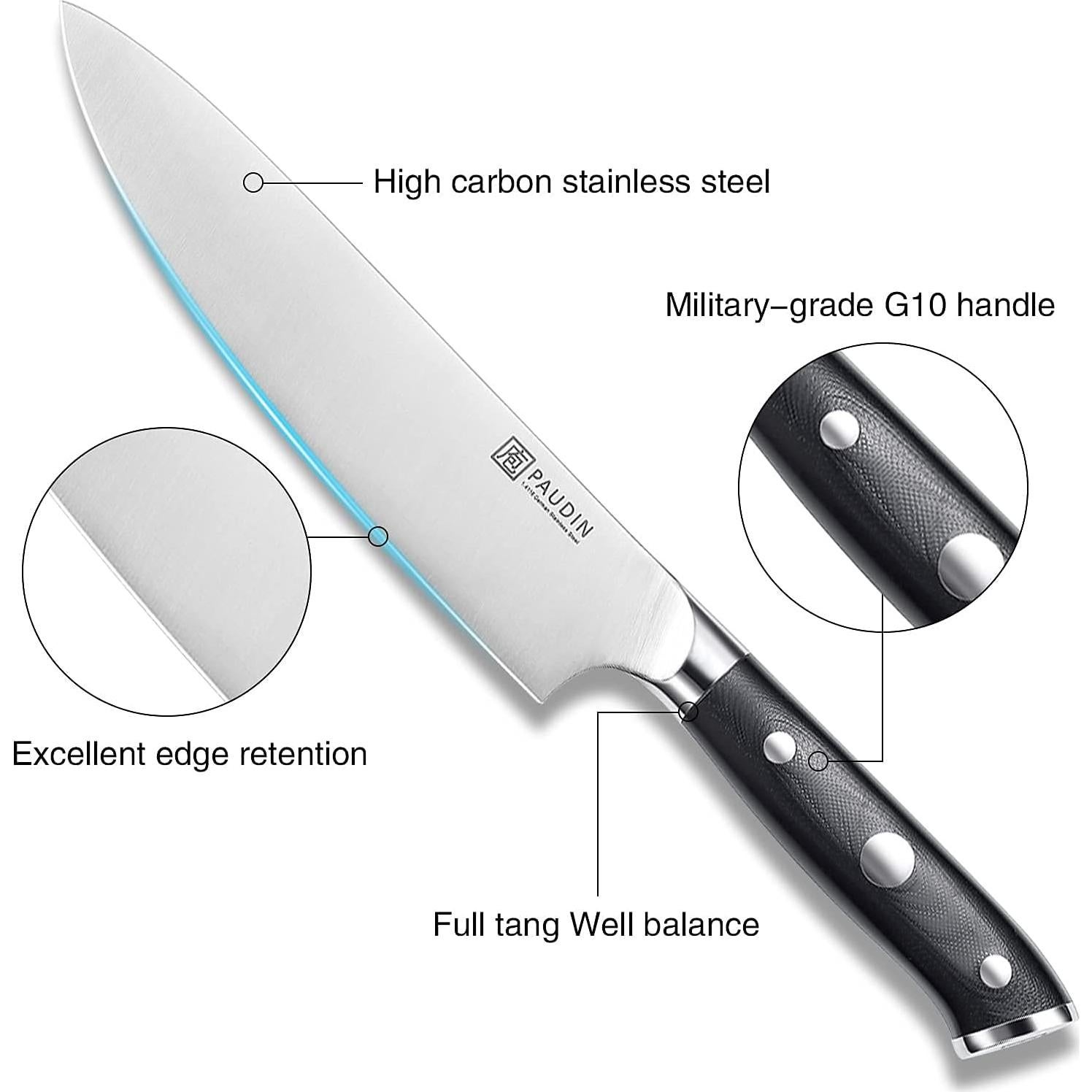 Cuchillo de Chef PAUDIN 20.32 cm Acero Inoxidable Forjado