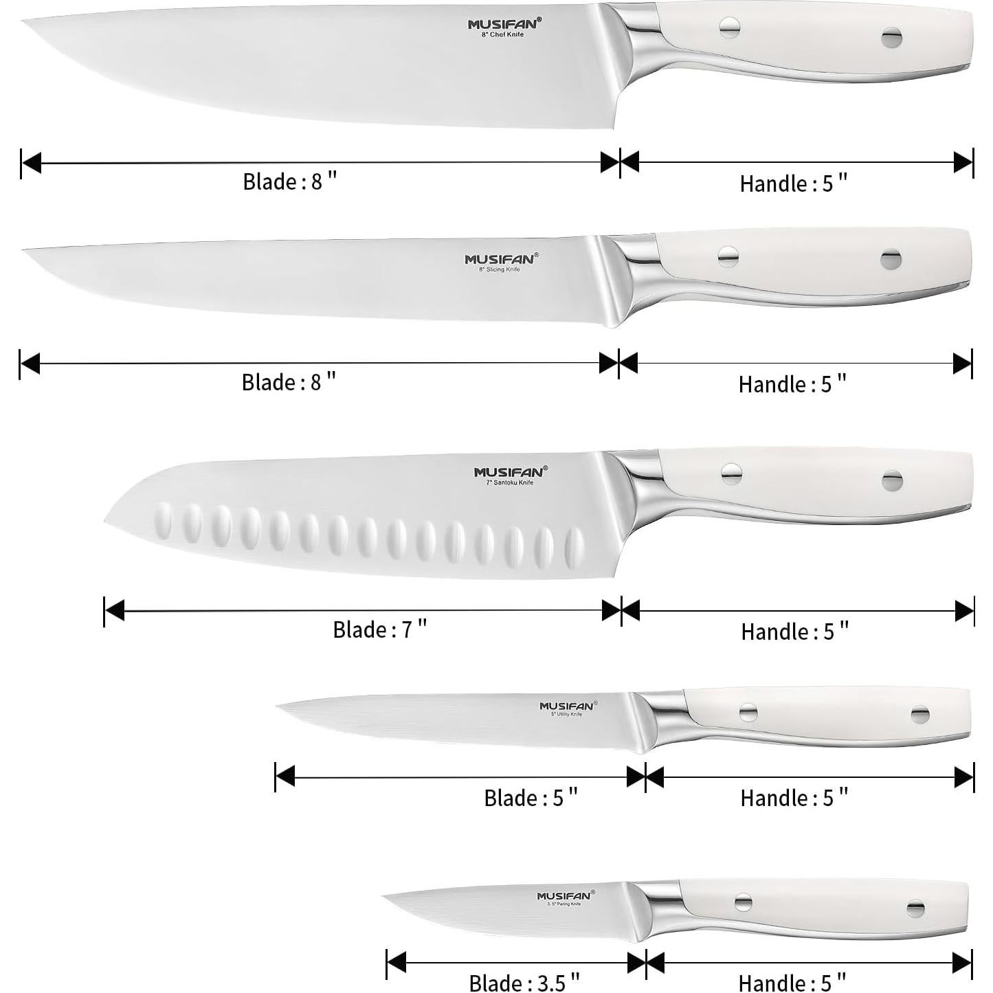 Juego de cuchillos de cocina Musifan 5 piezas acero inoxidable