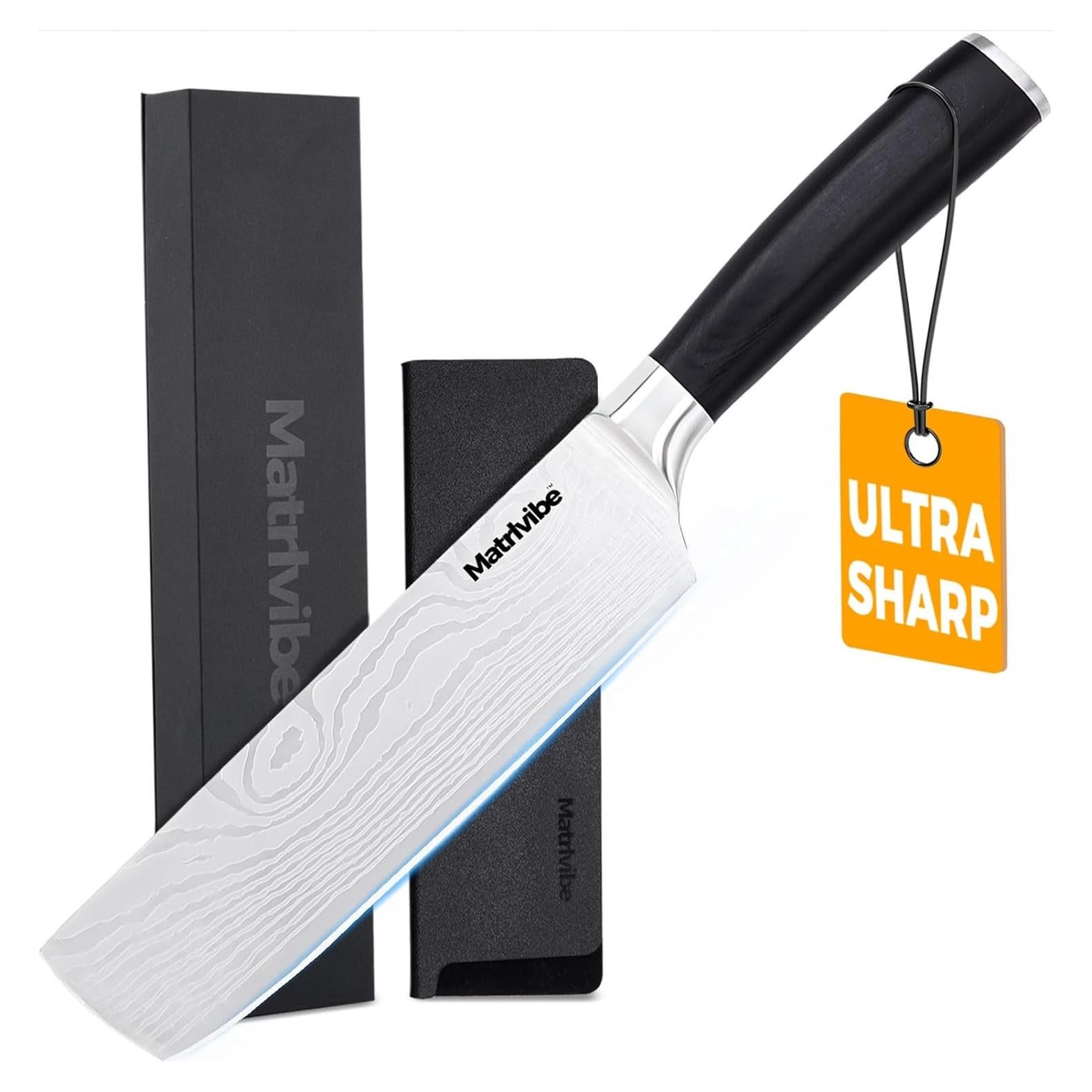 Cuchillo Nakiri 17.78 cm Matrlvibe Acero Alto Carbono Pakkawood