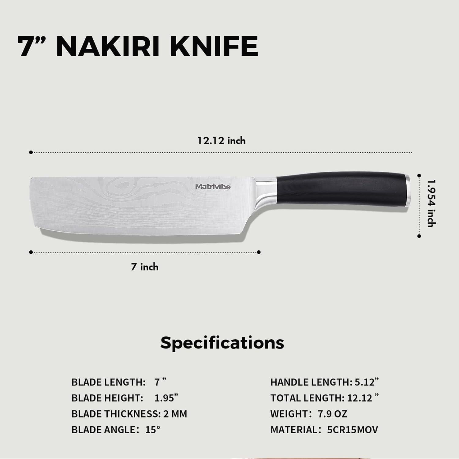 Cuchillo Nakiri 17.78 cm Matrlvibe Acero Alto Carbono Pakkawood