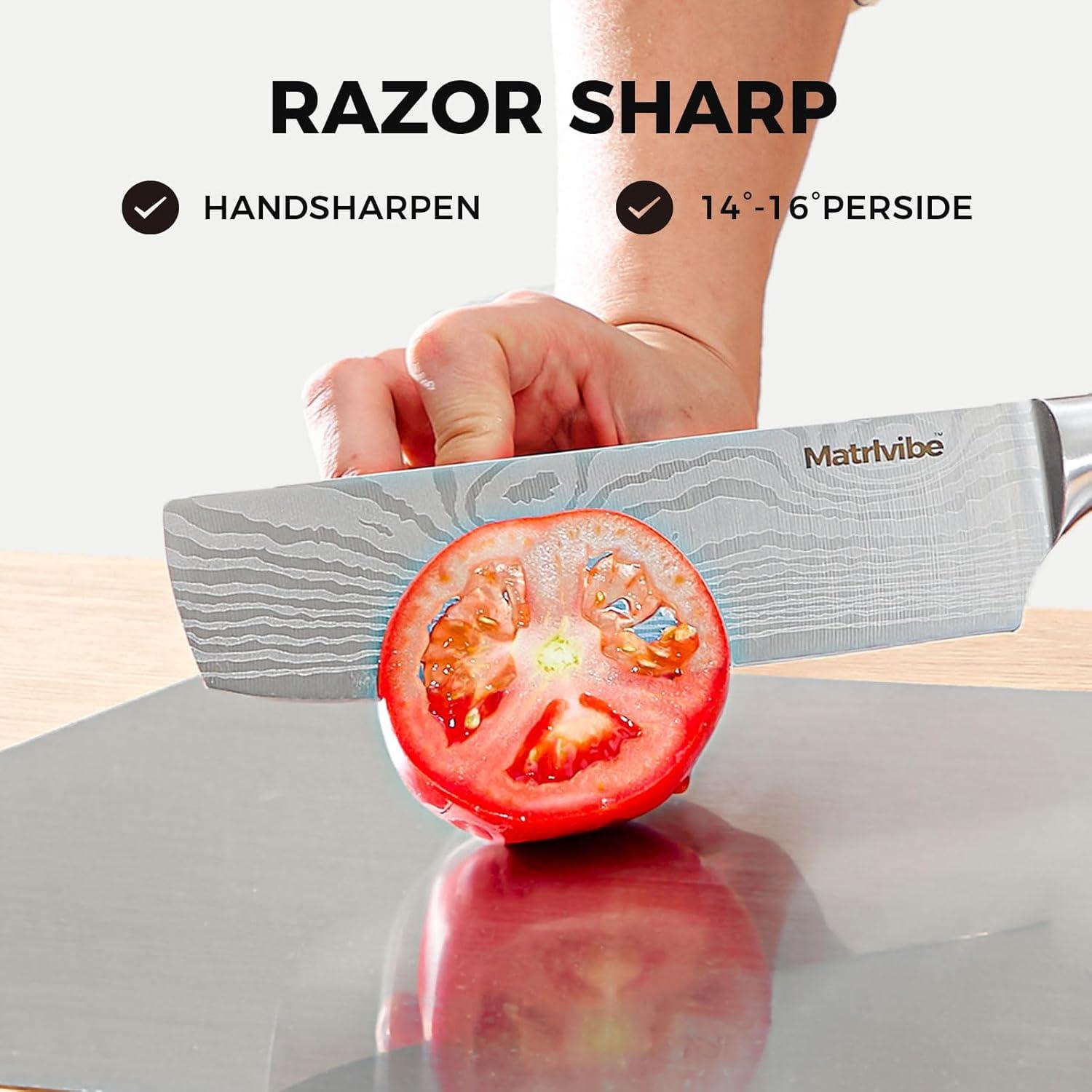 Cuchillo Nakiri 17.78 cm Matrlvibe Acero Alto Carbono Pakkawood