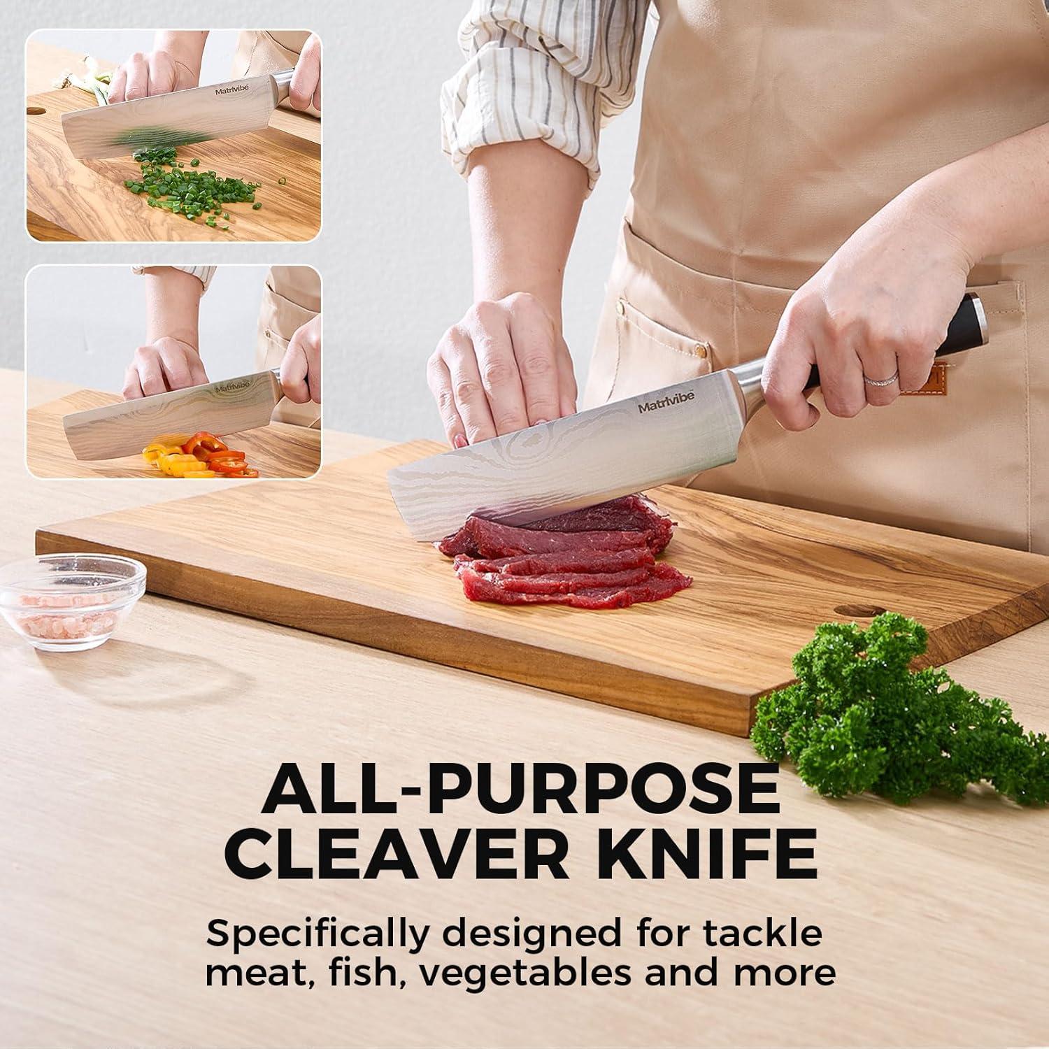 Cuchillo Nakiri 17.78 cm Matrlvibe Acero Alto Carbono Pakkawood