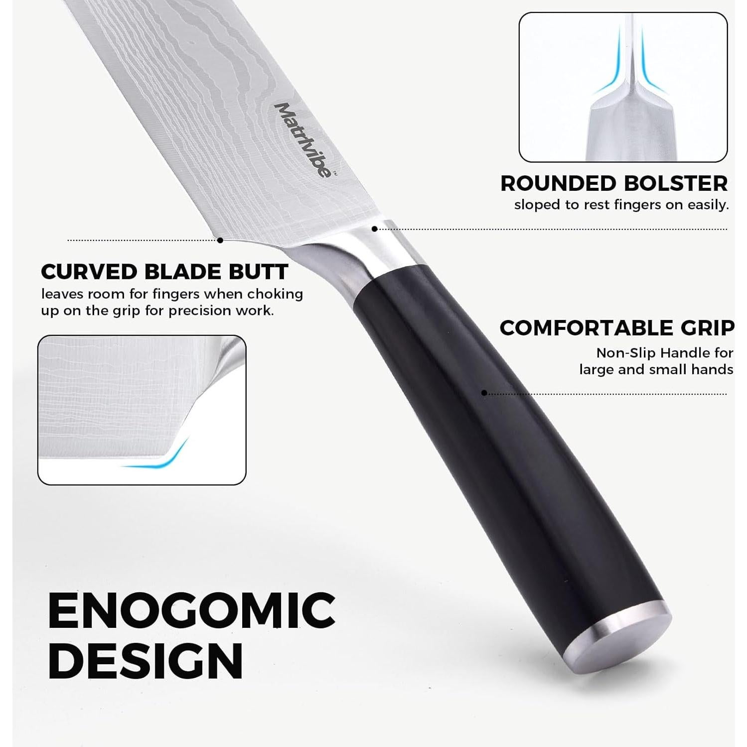 Cuchillo Nakiri 17.78 cm Matrlvibe Acero Alto Carbono Pakkawood