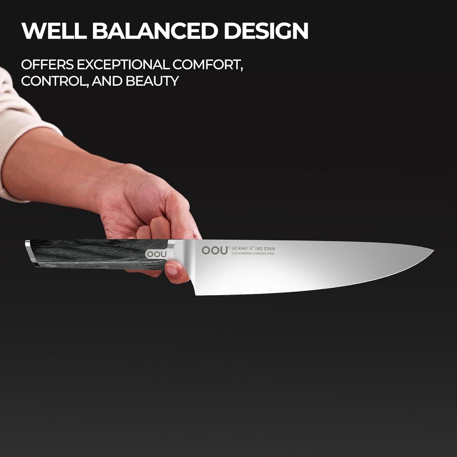 Cuchillo de Chef OOU 20.32 cm Acero Alemán 1.4116 Ultra Afilado