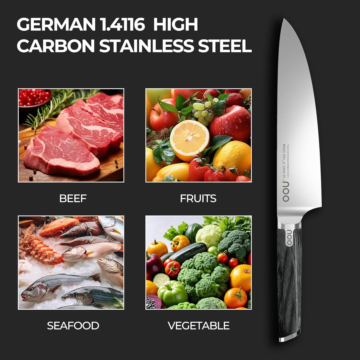 Cuchillo de Chef OOU 20.32 cm Acero Alemán 1.4116 Ultra Afilado