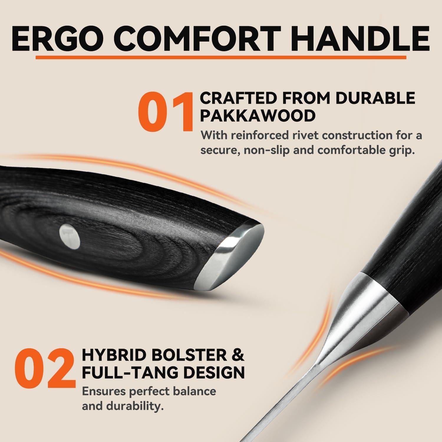 Cuchillo de Chef TUO 25.4 cm Acero Alemán Pakkawood Profesional