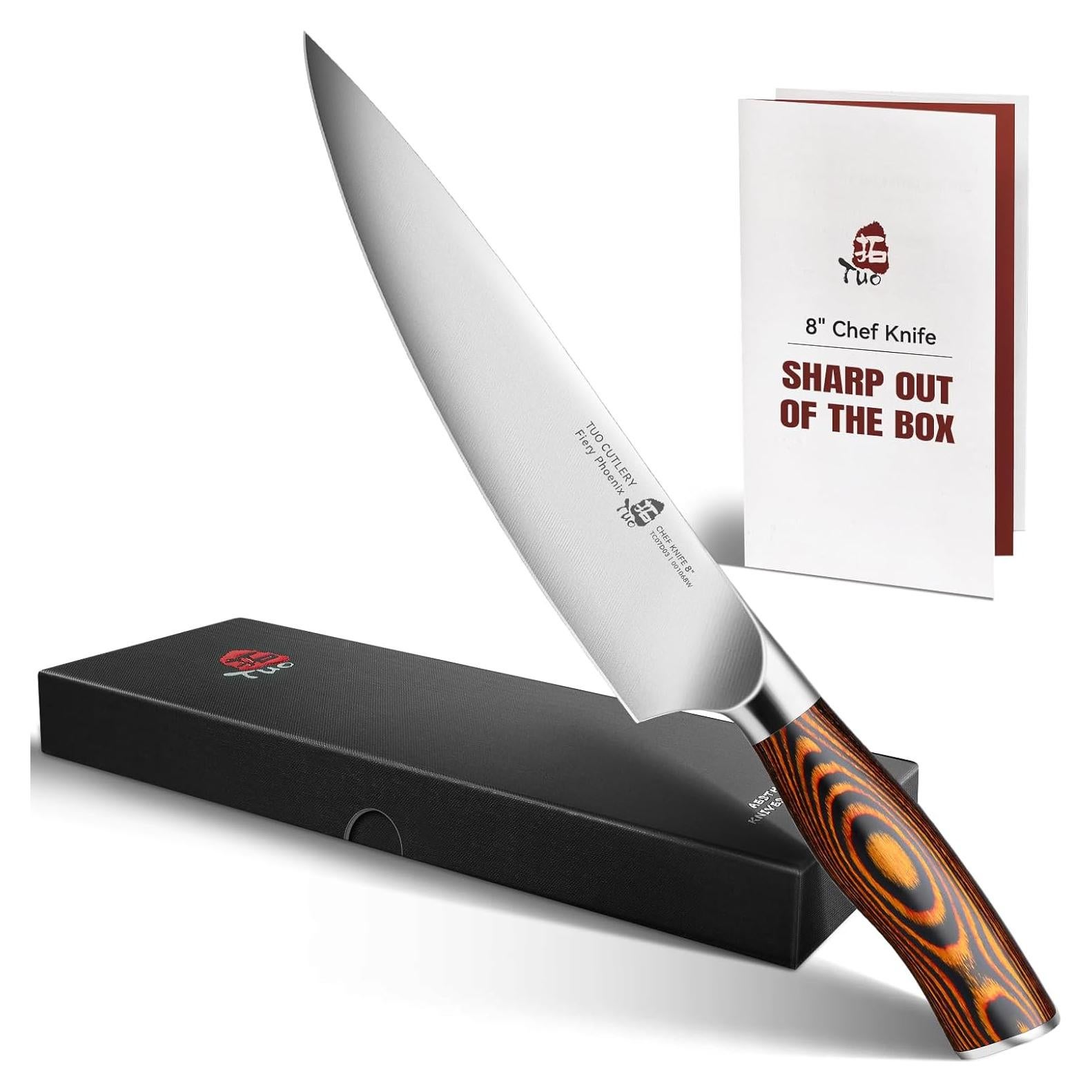 Cuchillo de Chef TUO 20 cm Acero Alto Carbono Pakkawood