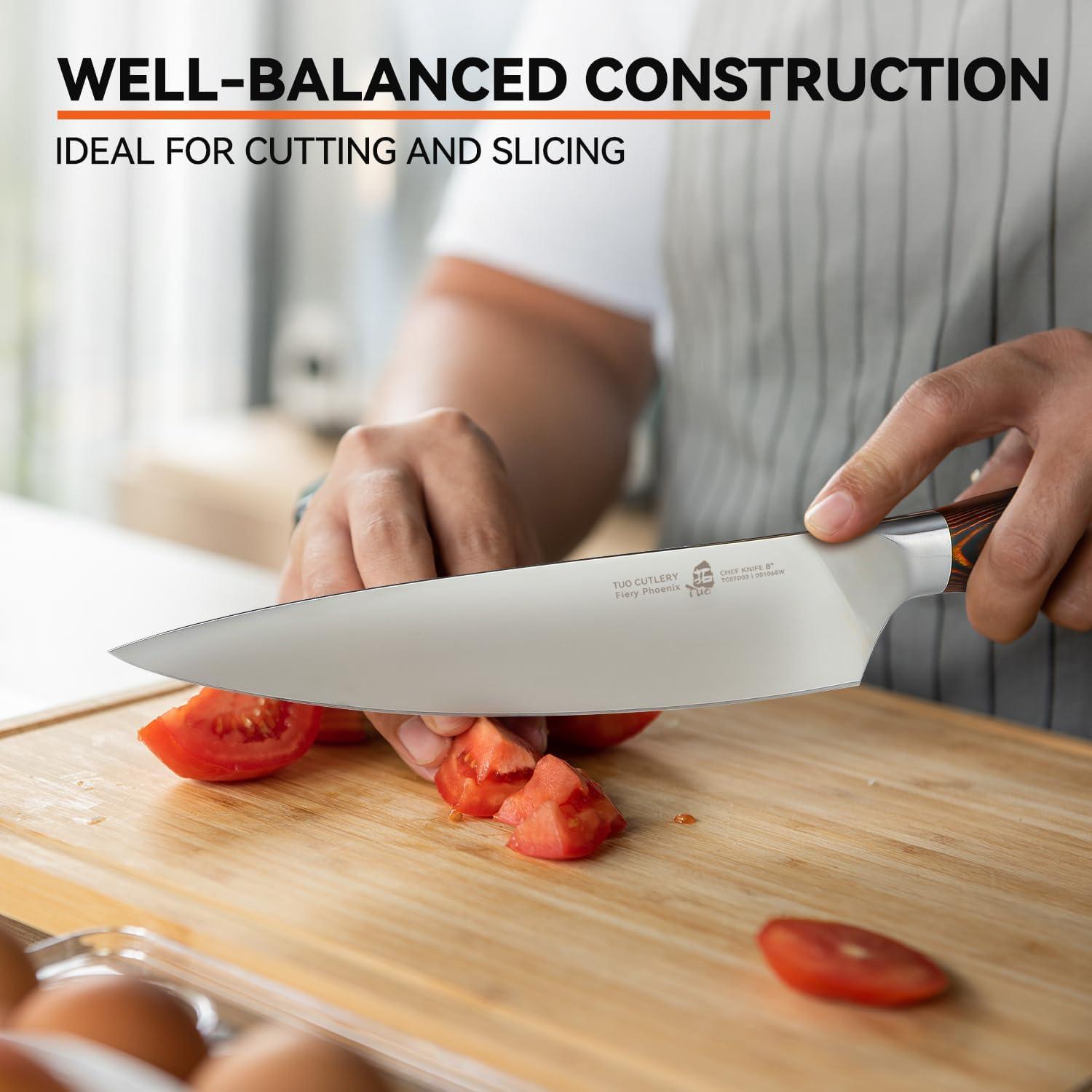 Cuchillo de Chef TUO 20 cm Acero Alto Carbono Pakkawood