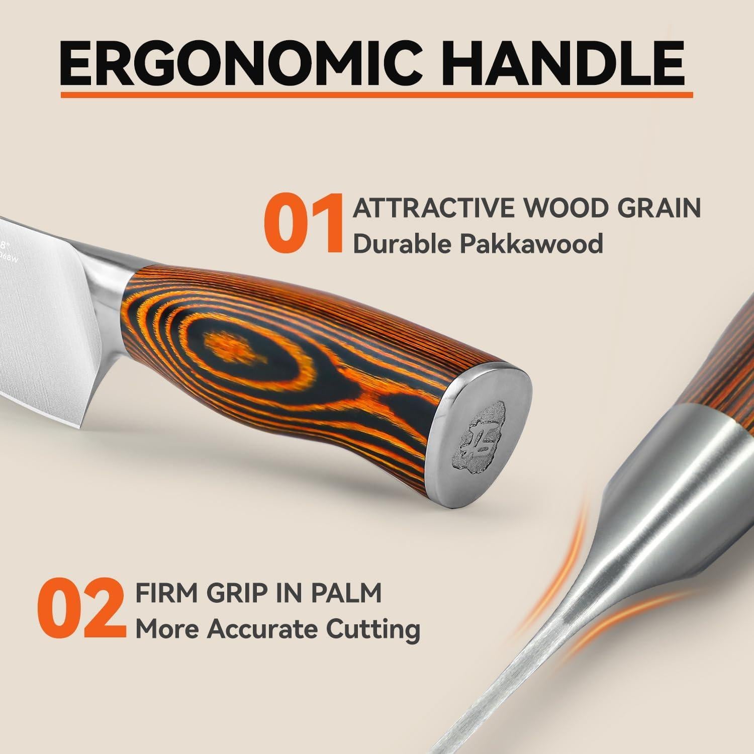 Cuchillo de Chef TUO 20 cm Acero Alto Carbono Pakkawood