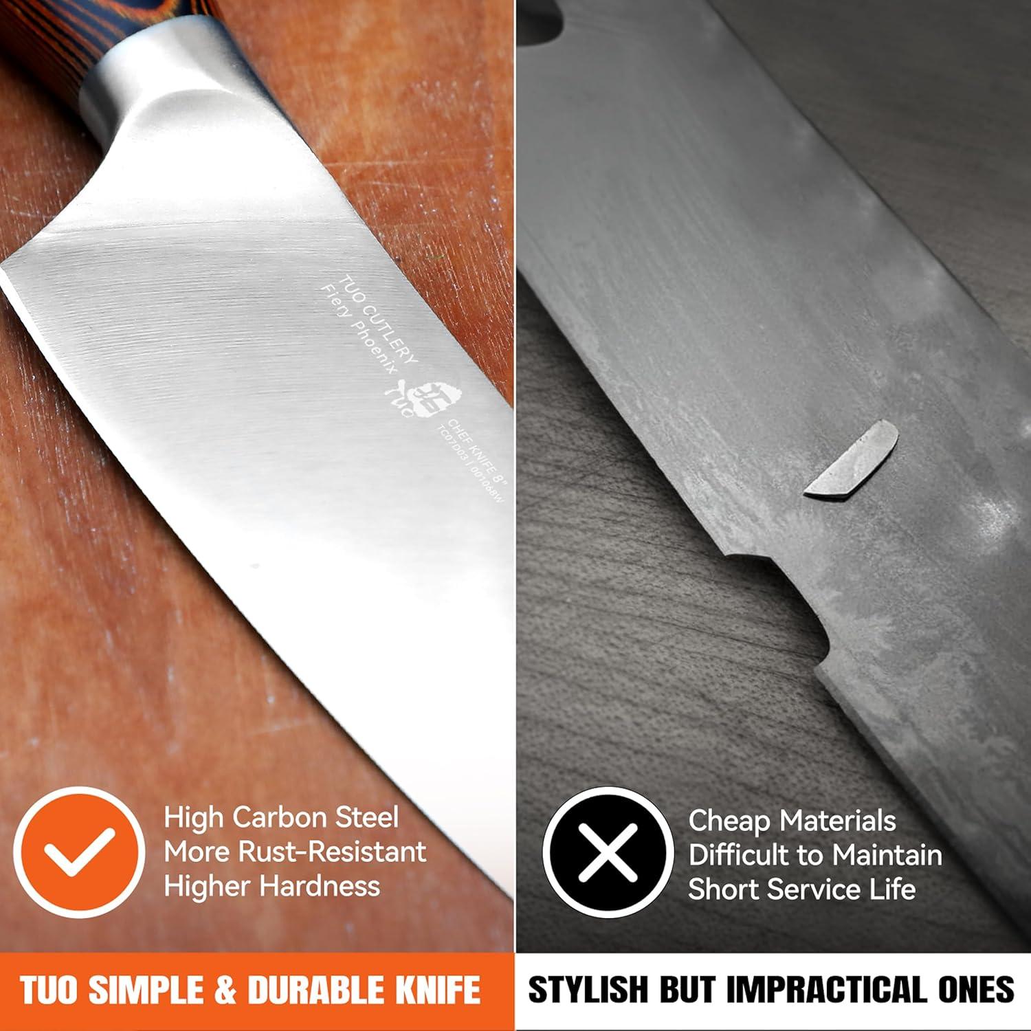 Cuchillo de Chef TUO 20 cm Acero Alto Carbono Pakkawood