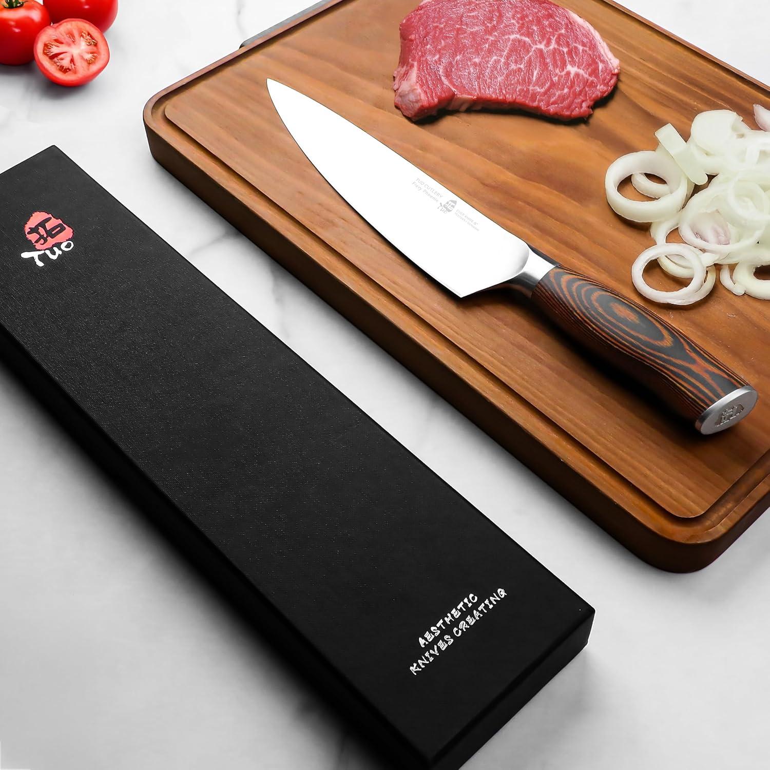 Cuchillo de Chef TUO 20 cm Acero Alto Carbono Pakkawood