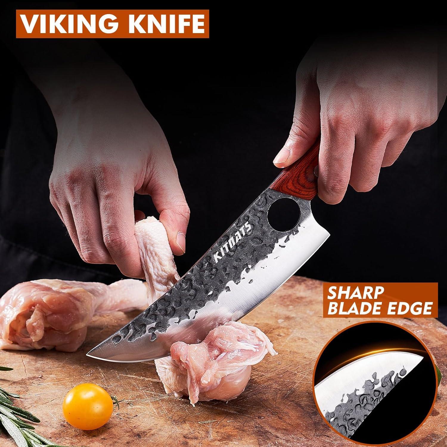 Juego de 3 cuchillos de carnicero KITNATS forjados a mano