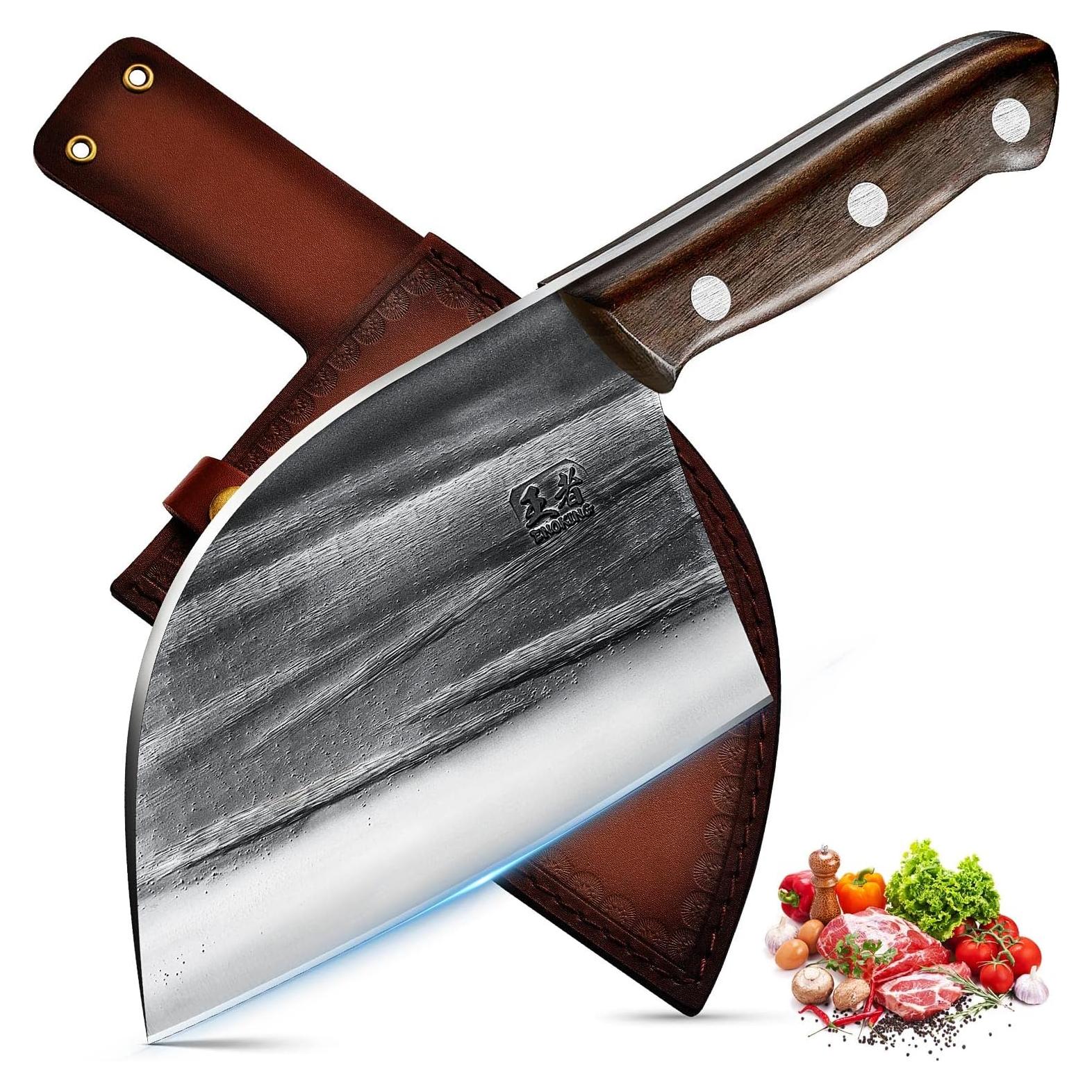 Cuchillo de Chef Forjado ENOKING 17 cm Acero Carbono Mango Madera