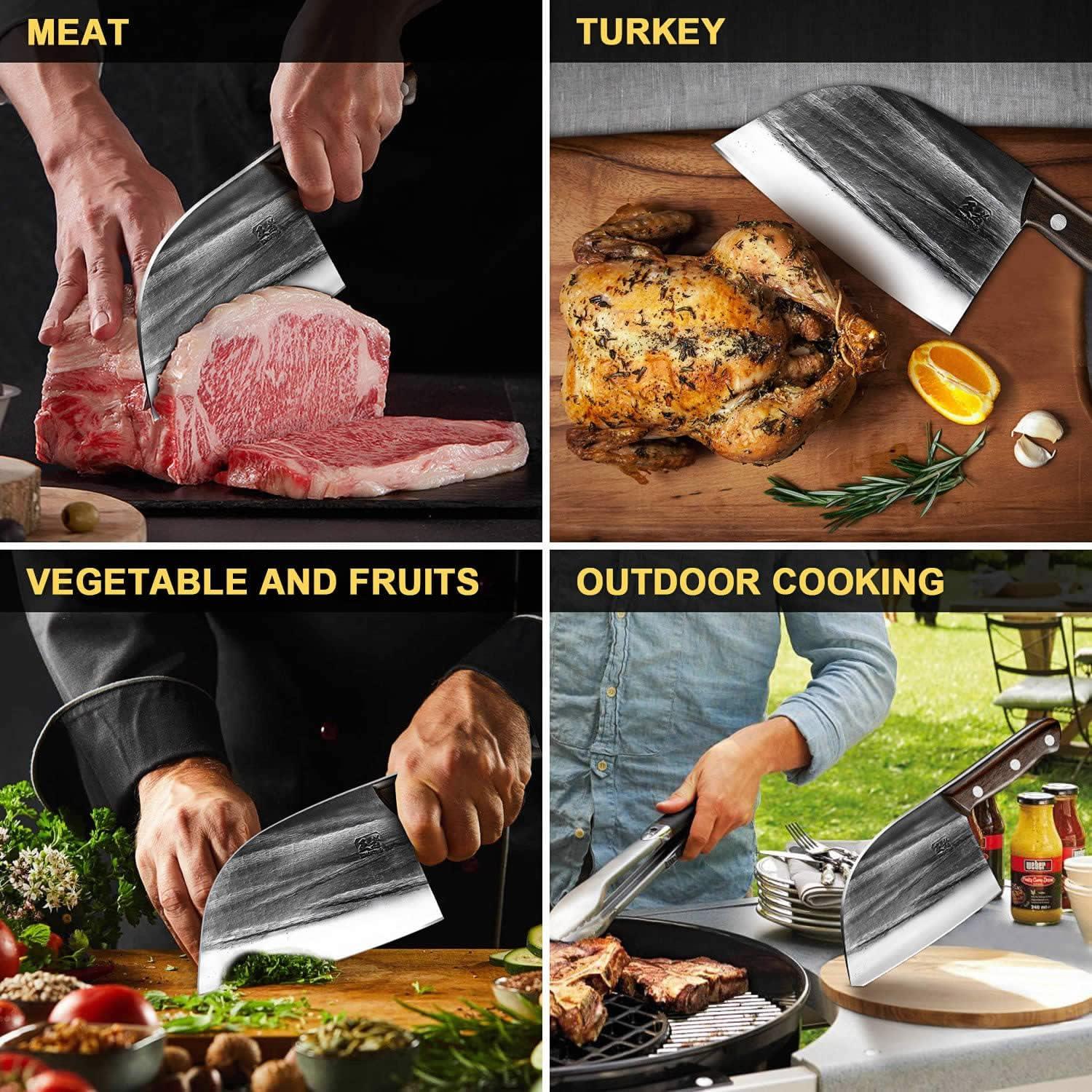 Cuchillo de Chef Forjado ENOKING 17 cm Acero Carbono Mango Madera