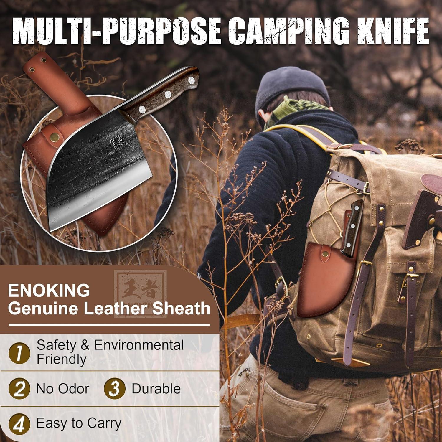 Cuchillo de Chef Forjado ENOKING 17 cm Acero Carbono Mango Madera