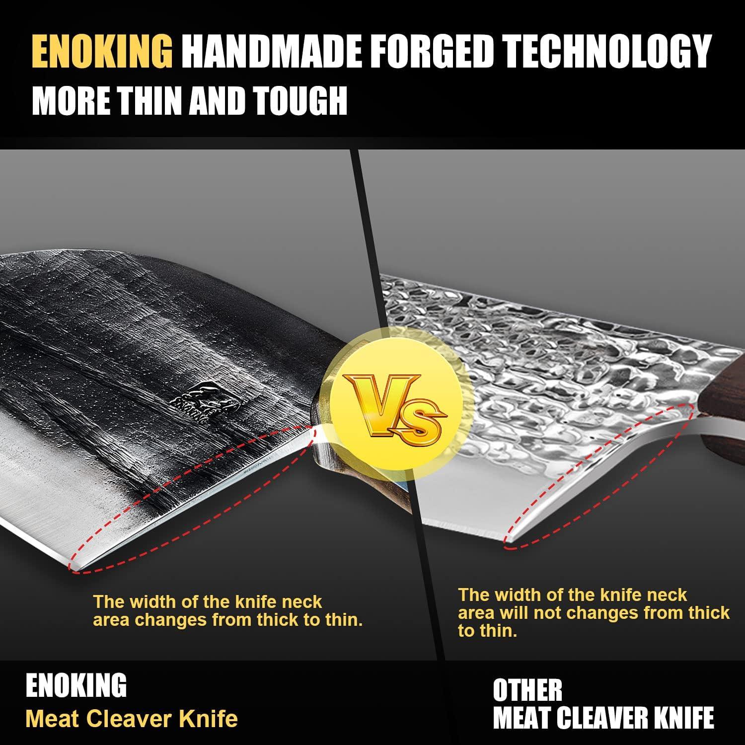 Cuchillo de Chef Forjado ENOKING 17 cm Acero Carbono Mango Madera