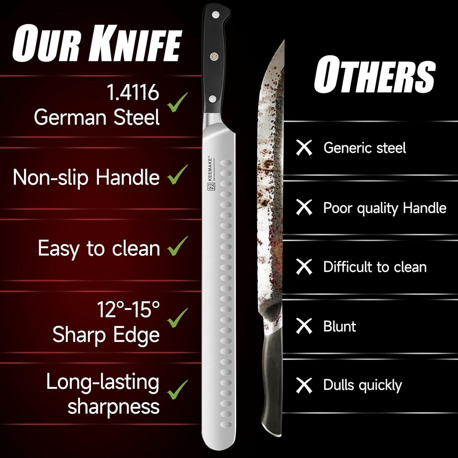 Cuchillo de Tallar KEEMAKE 30 cm Acero Alemán Mango Ergonómico