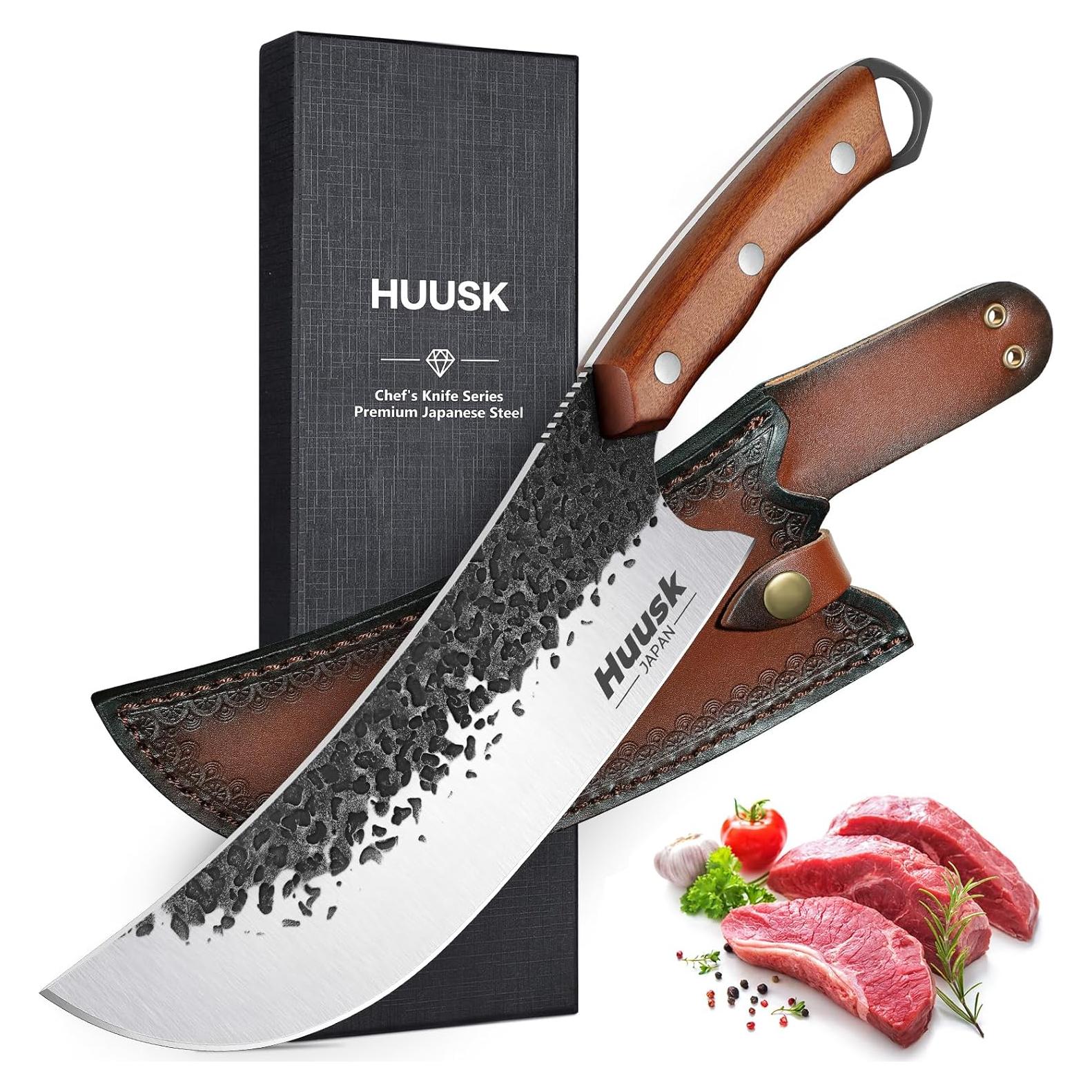 Cuchillo de Carnicero Huusk 21cm Acero Alto Carbono Mango Roble