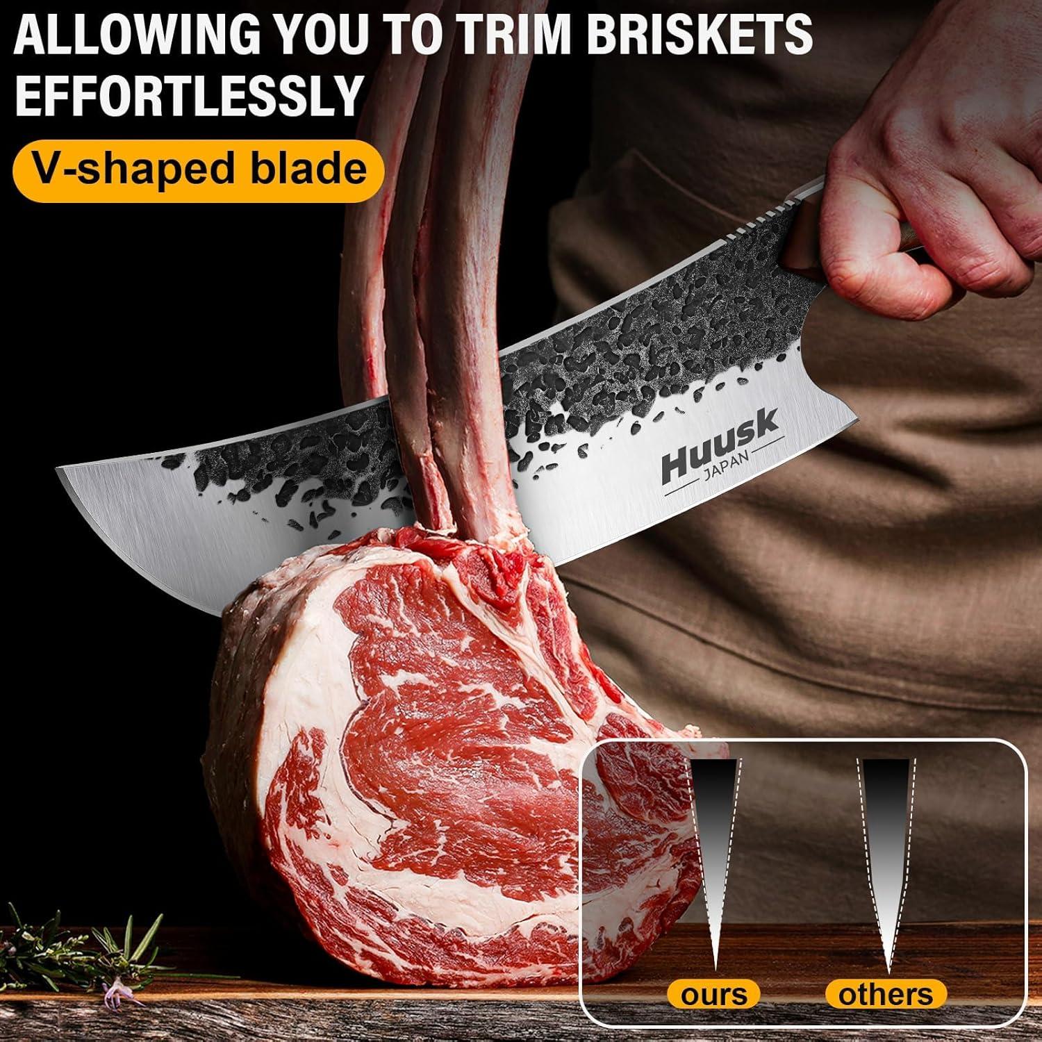 Cuchillo de Carnicero Huusk 21cm Acero Alto Carbono Mango Roble