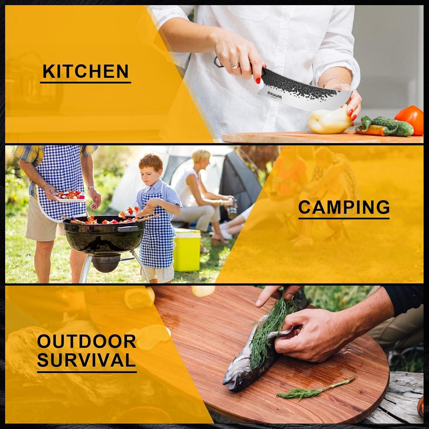 Cuchillo de Carnicero Huusk 21cm Acero Alto Carbono Mango Roble