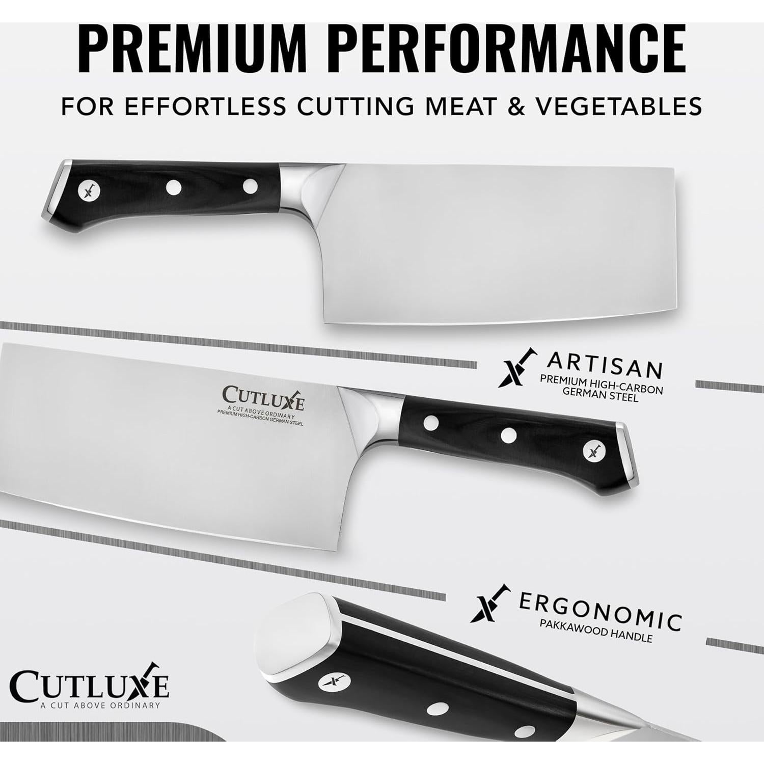 Cuchillo Cleaver Cutluxe 17.78 cm Acero Alemán Mango Ergonómico