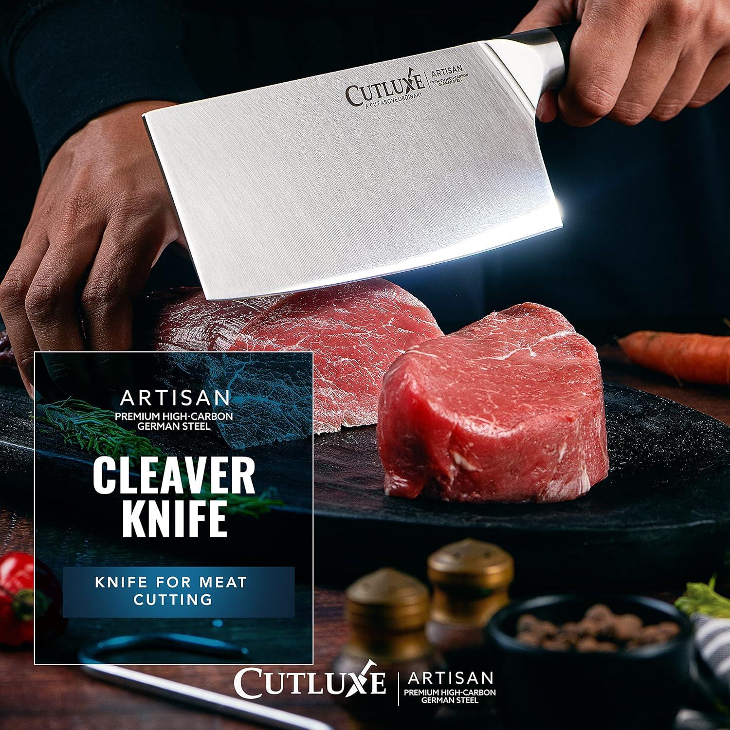 Cuchillo Cleaver Cutluxe 17.78 cm Acero Alemán Mango Ergonómico