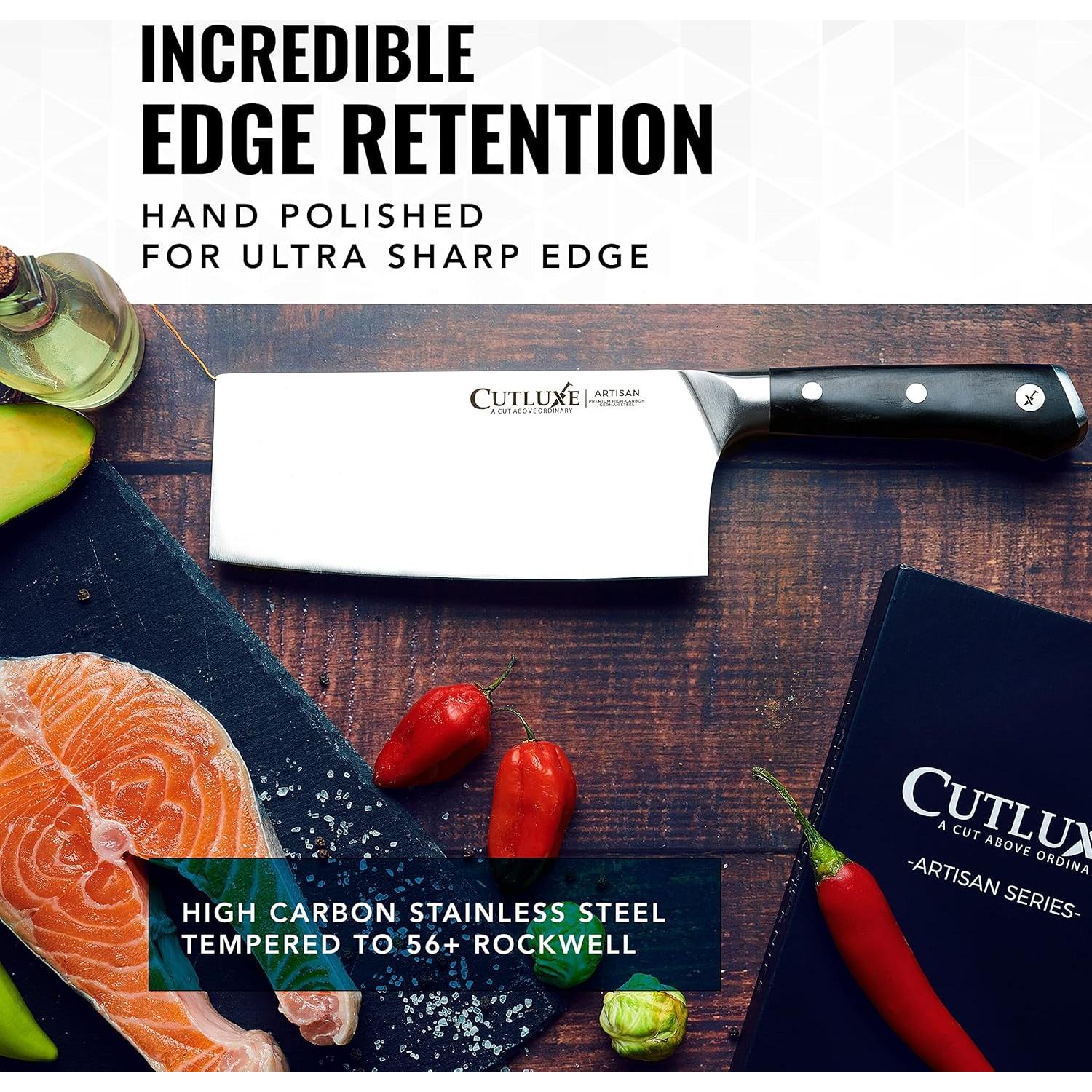 Cuchillo Cleaver Cutluxe 17.78 cm Acero Alemán Mango Ergonómico