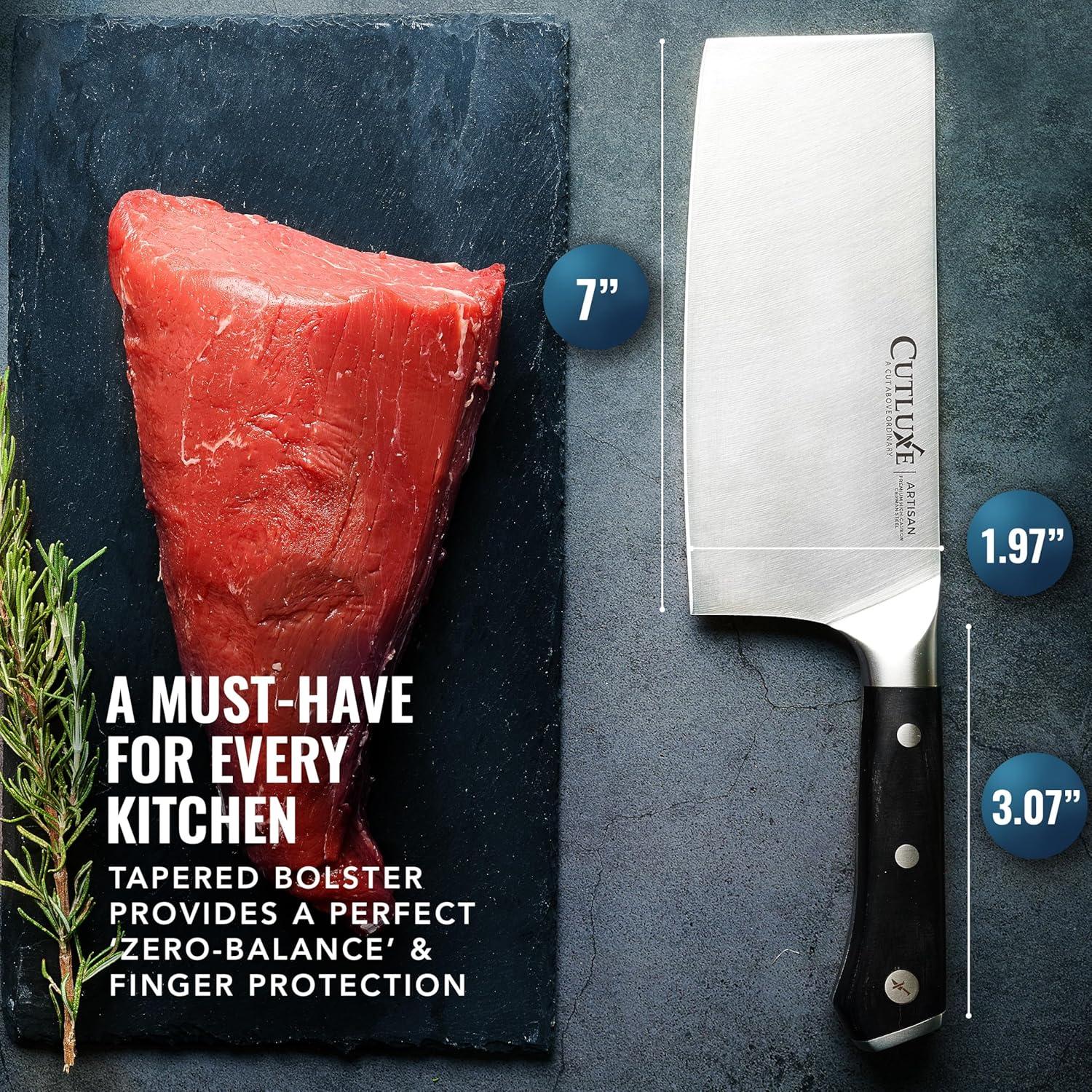 Cuchillo Cleaver Cutluxe 17.78 cm Acero Alemán Mango Ergonómico