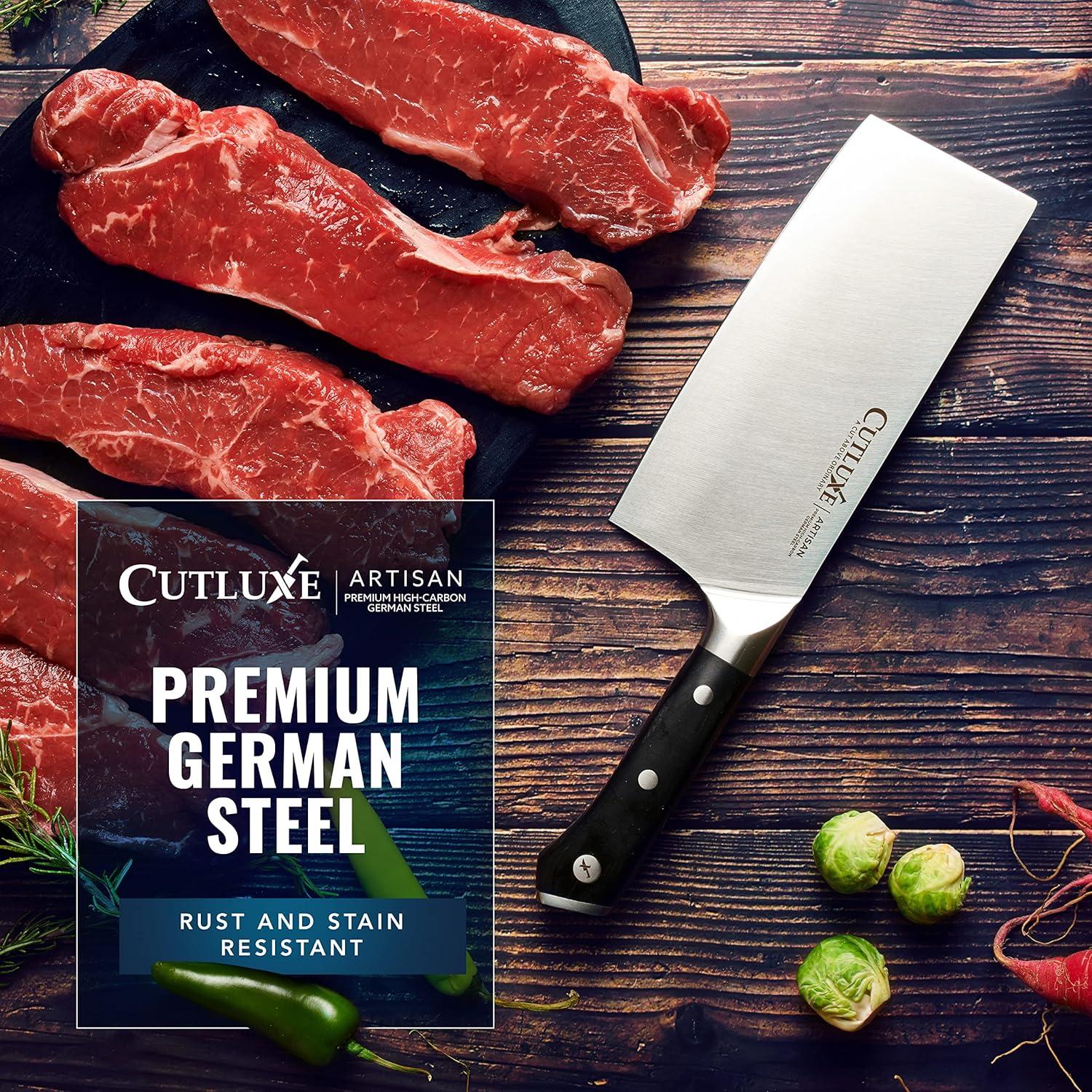Cuchillo Cleaver Cutluxe 17.78 cm Acero Alemán Mango Ergonómico