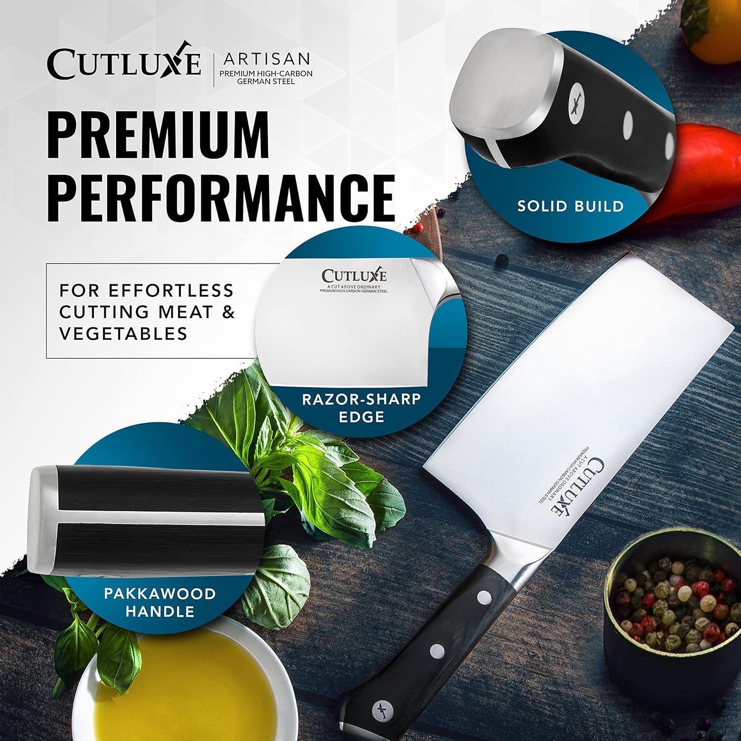 Cuchillo Cleaver Cutluxe 17.78 cm Acero Alemán Mango Ergonómico