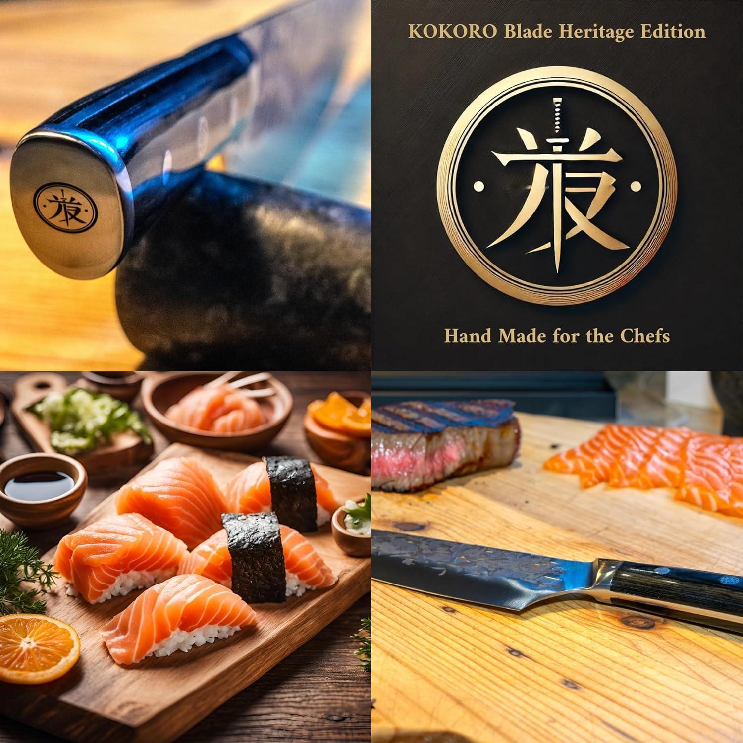 Cuchillo de Chef KOKORO 20.32 cm Forjado a Mano Full Tang