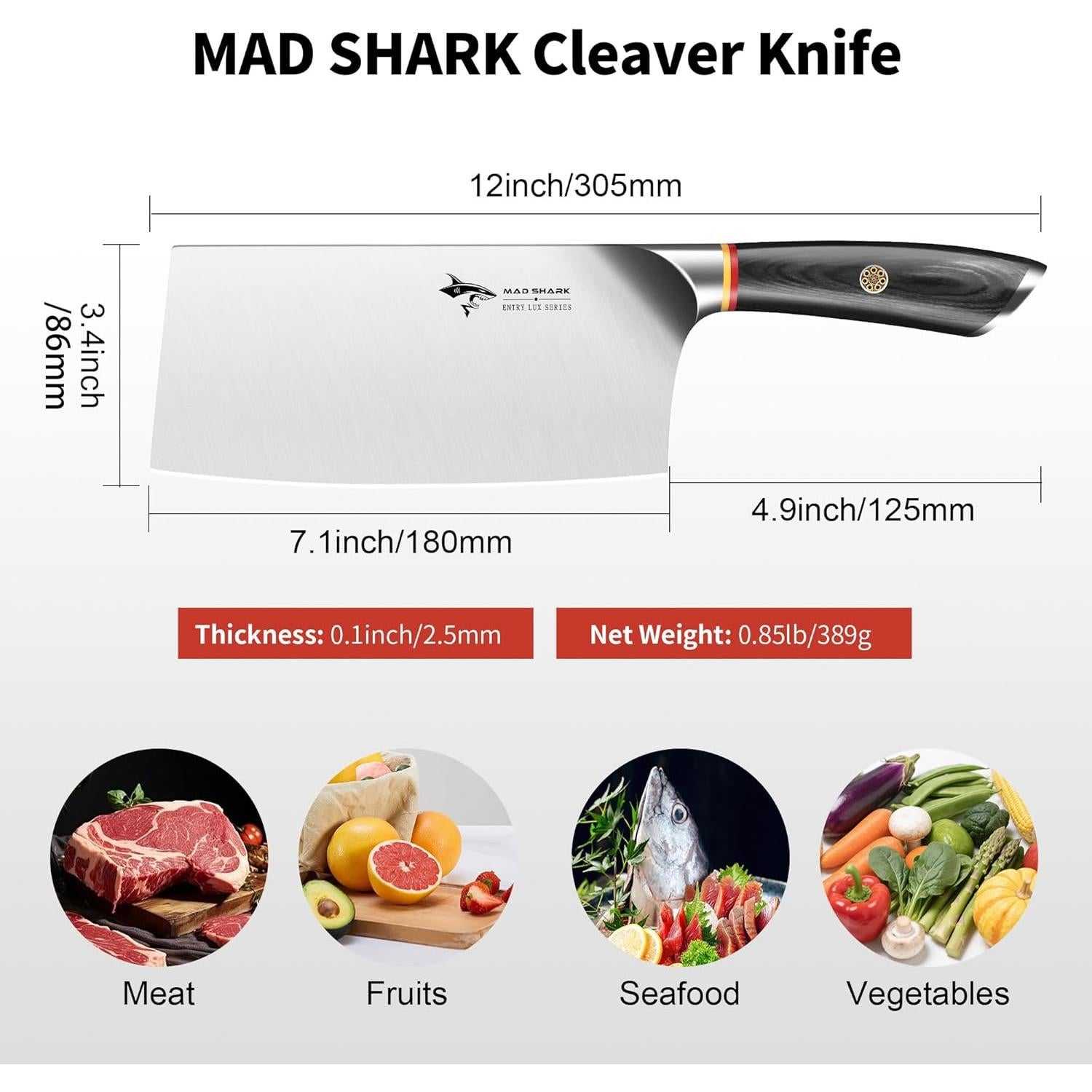 Cuchillo de Cocina MAD SHARK 30.5 cm Acero Alemán Mango Ergonómico