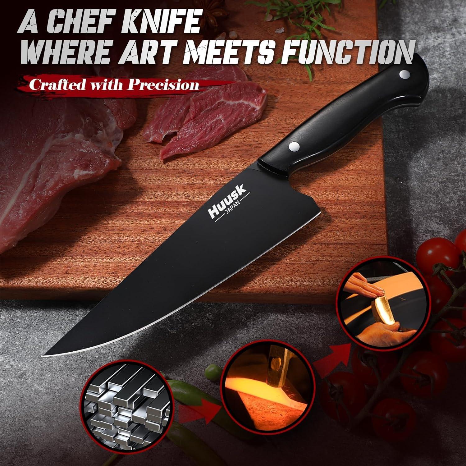 Cuchillo de Chef Japonés Huusk 20.32cm Acero Inoxidable Negro