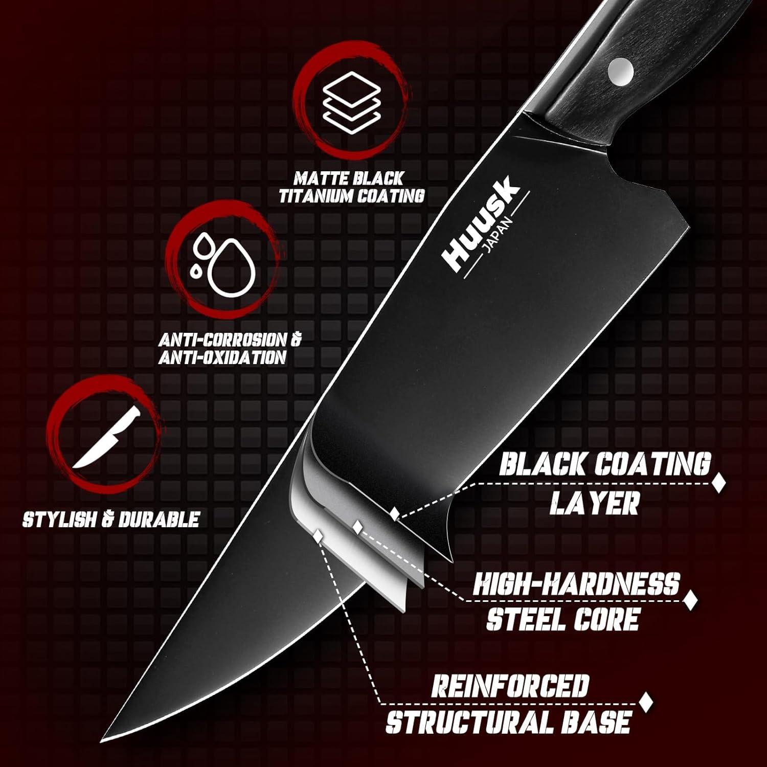 Cuchillo de Chef Japonés Huusk 20.32cm Acero Inoxidable Negro