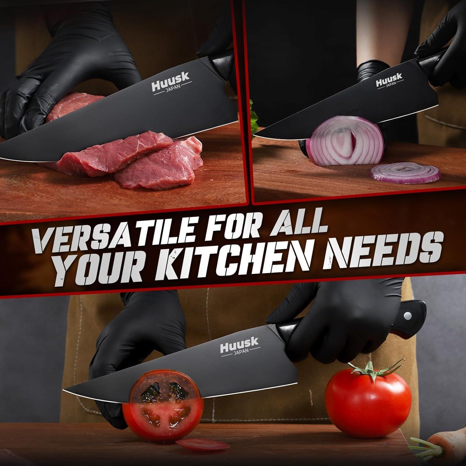 Cuchillo de Chef Japonés Huusk 20.32cm Acero Inoxidable Negro