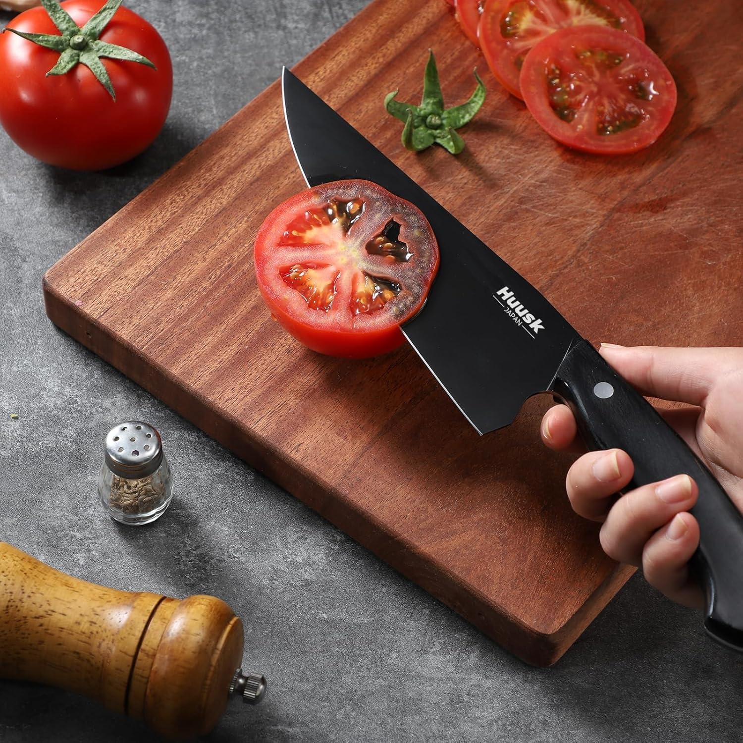 Cuchillo de Chef Japonés Huusk 20.32cm Acero Inoxidable Negro