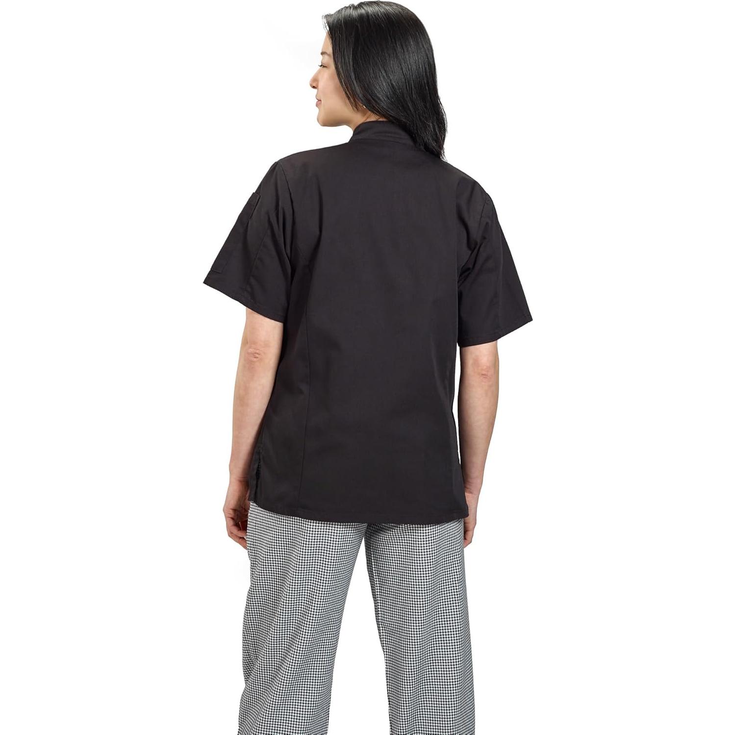 Chaqueta de Cocina Mujer Mercer M60023BKL Manga Corta Negra Grande