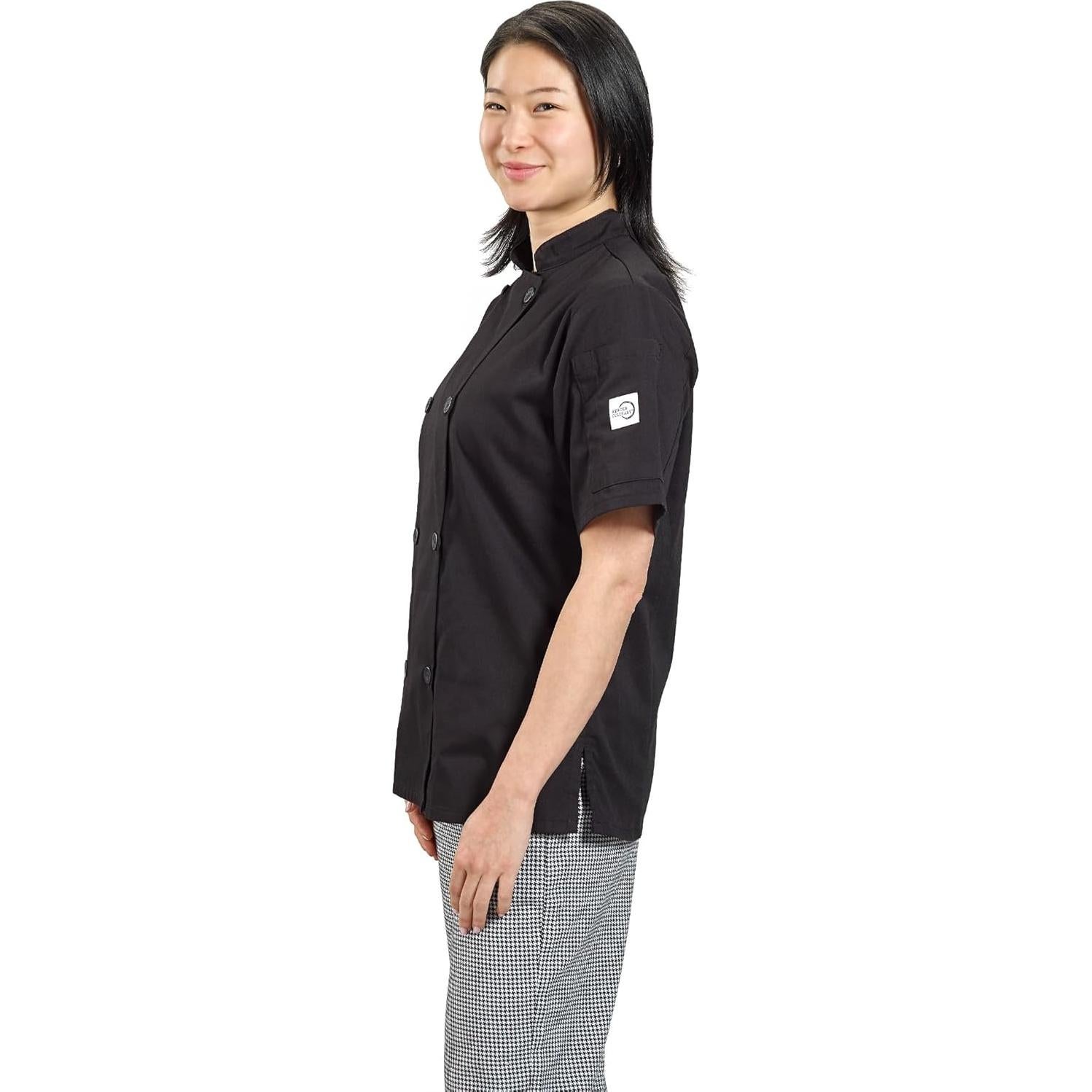 Chaqueta de Cocina Mujer Mercer M60023BKL Manga Corta Negra Grande